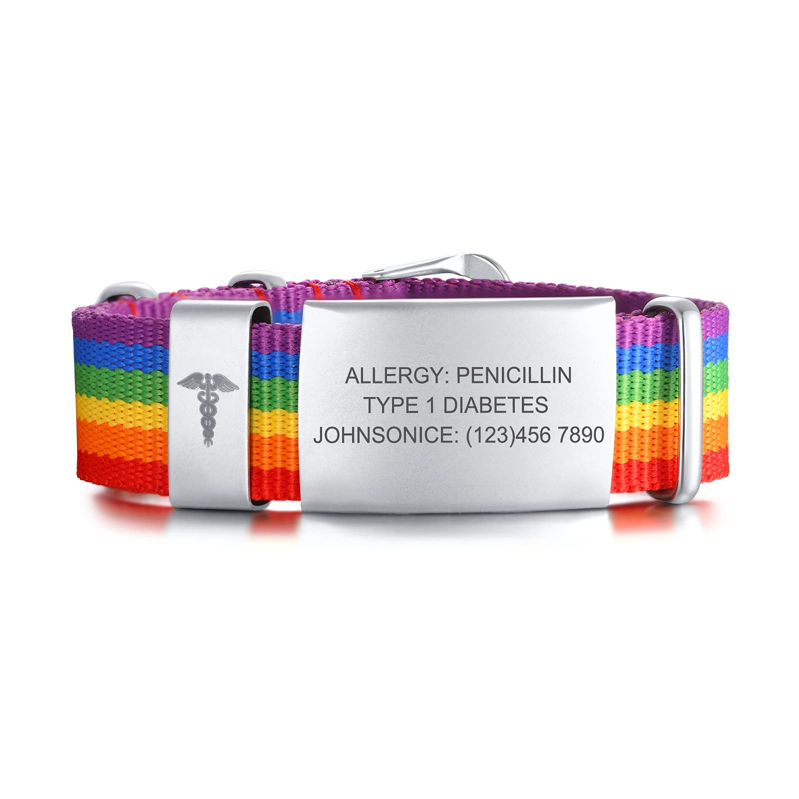 Custom Medical ID Bracelets for Men & Women - Personalized Engraved Emergency Alert Wristbands | Adjustable Nylon Sport Band for Outdoor Activities, Hiking & Daily Wear