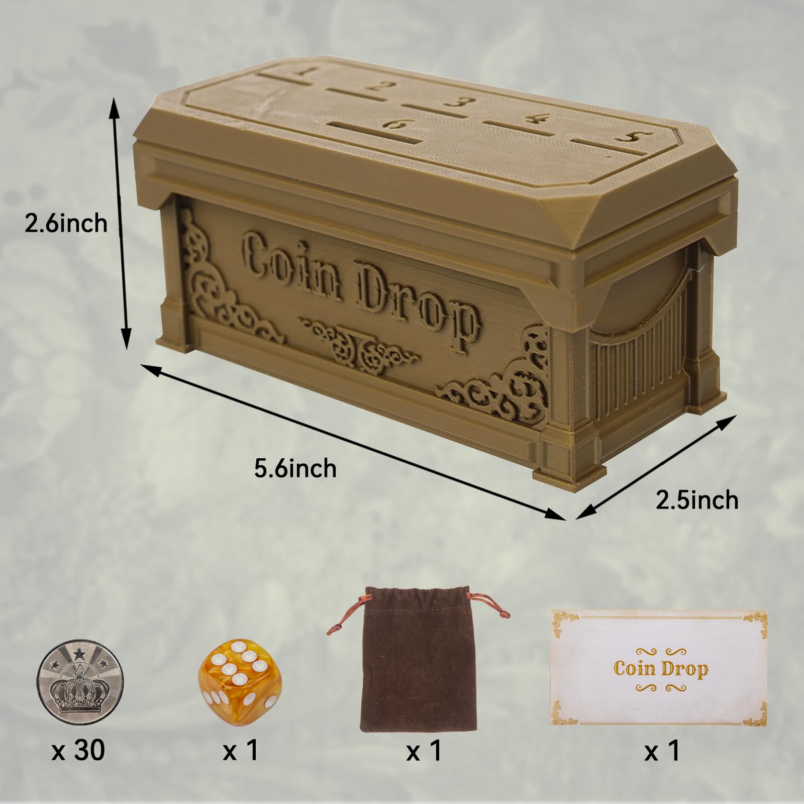 Coin Drop Game - Classic Board Game with 30 Metal Coins, Fancy Gift Box, Dice & Instructions | Fun Family Party Game for Kids & Adults | Perfect for Birthday Parties, Game Nights & Classroom Activities