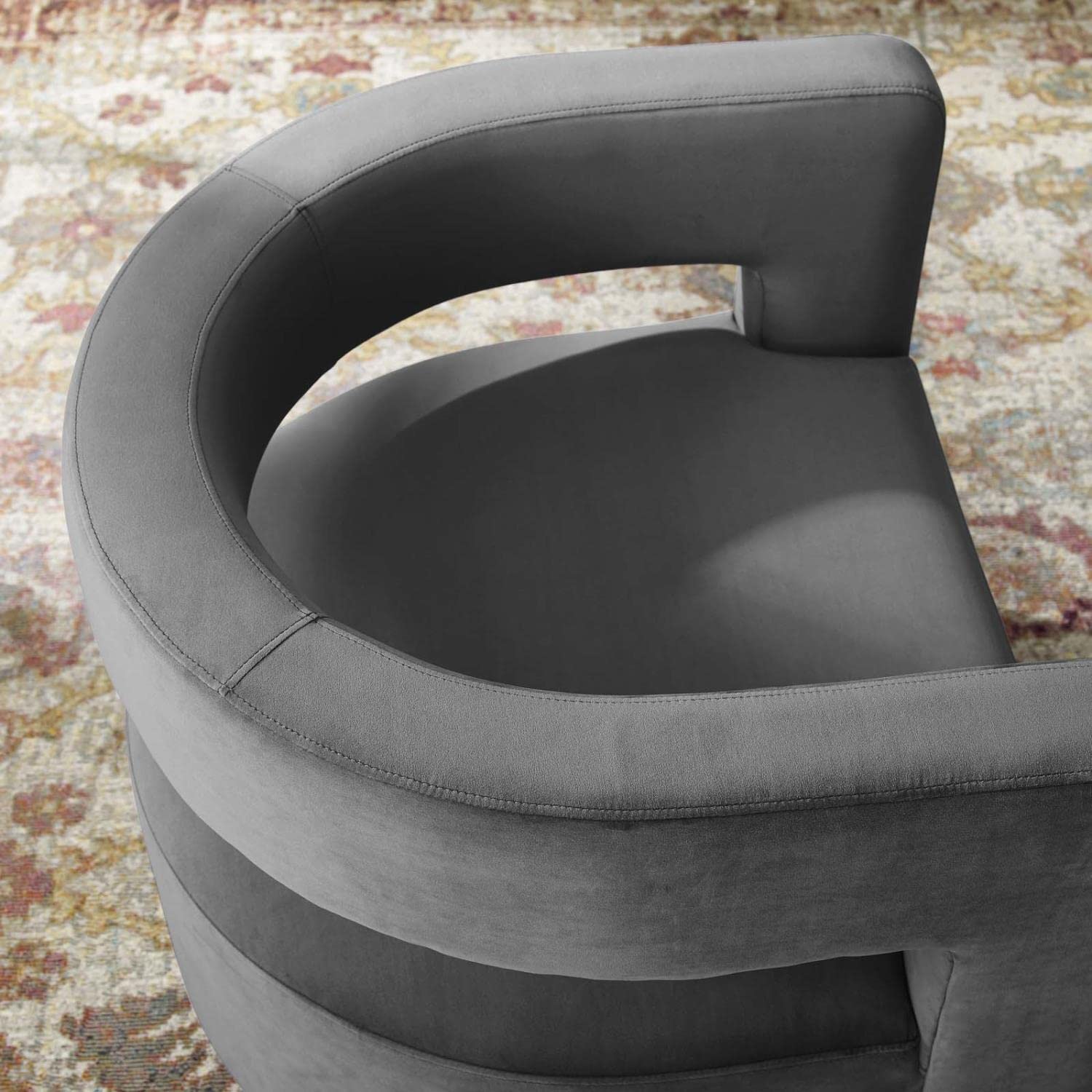 Modway Spin Modern Accent Armchair - Soft Gray Upholstered Lounge Chair for Living Room, Bedroom, or Office - Comfortable Swivel Chair with Padded Seat and Backrest