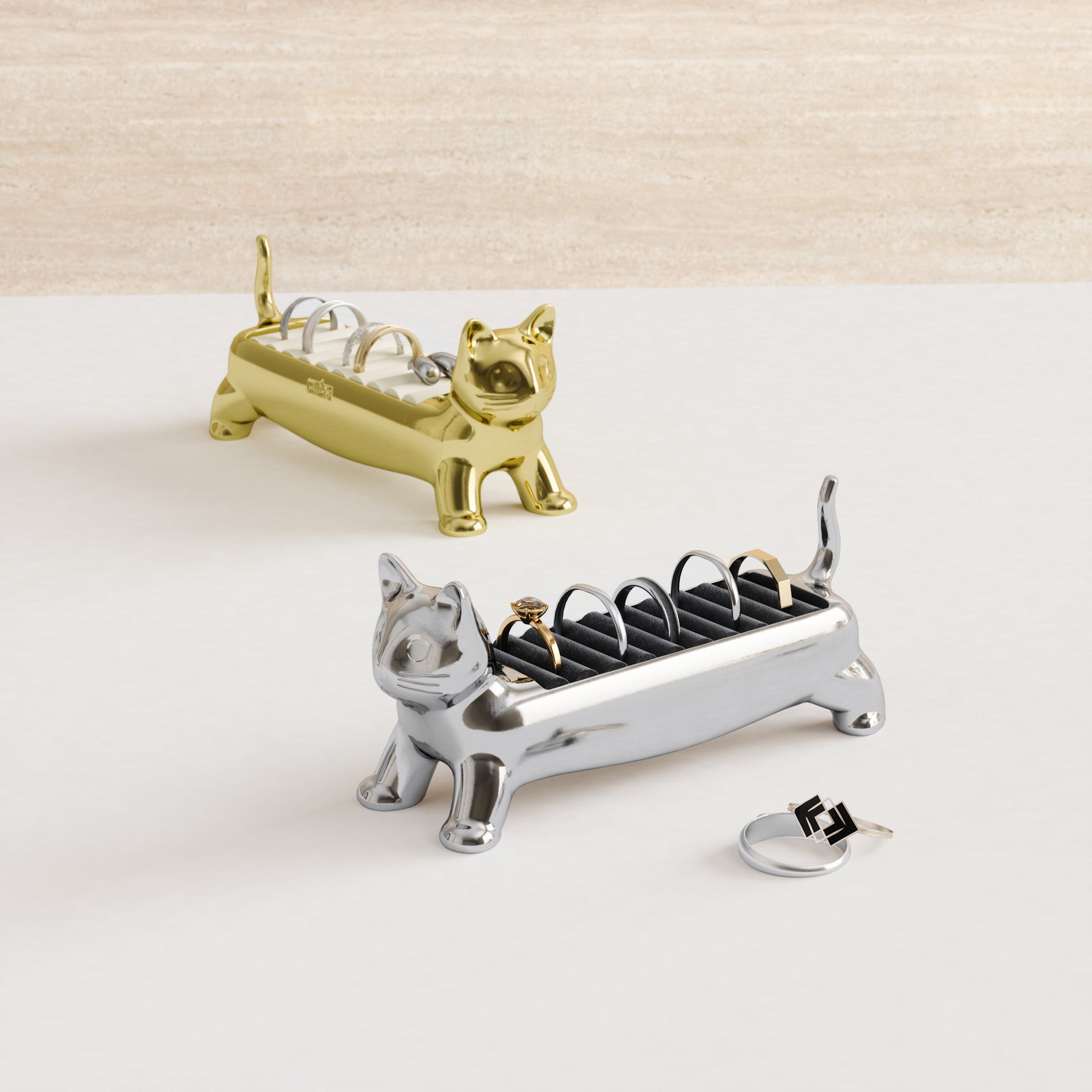 Cute Cat Ring Holder for Jewelry - Elegant Ring Dish for Engagement Rings, Wedding Bands & Accessories - Perfect for Bathroom, Bedroom & Vanity Organizer