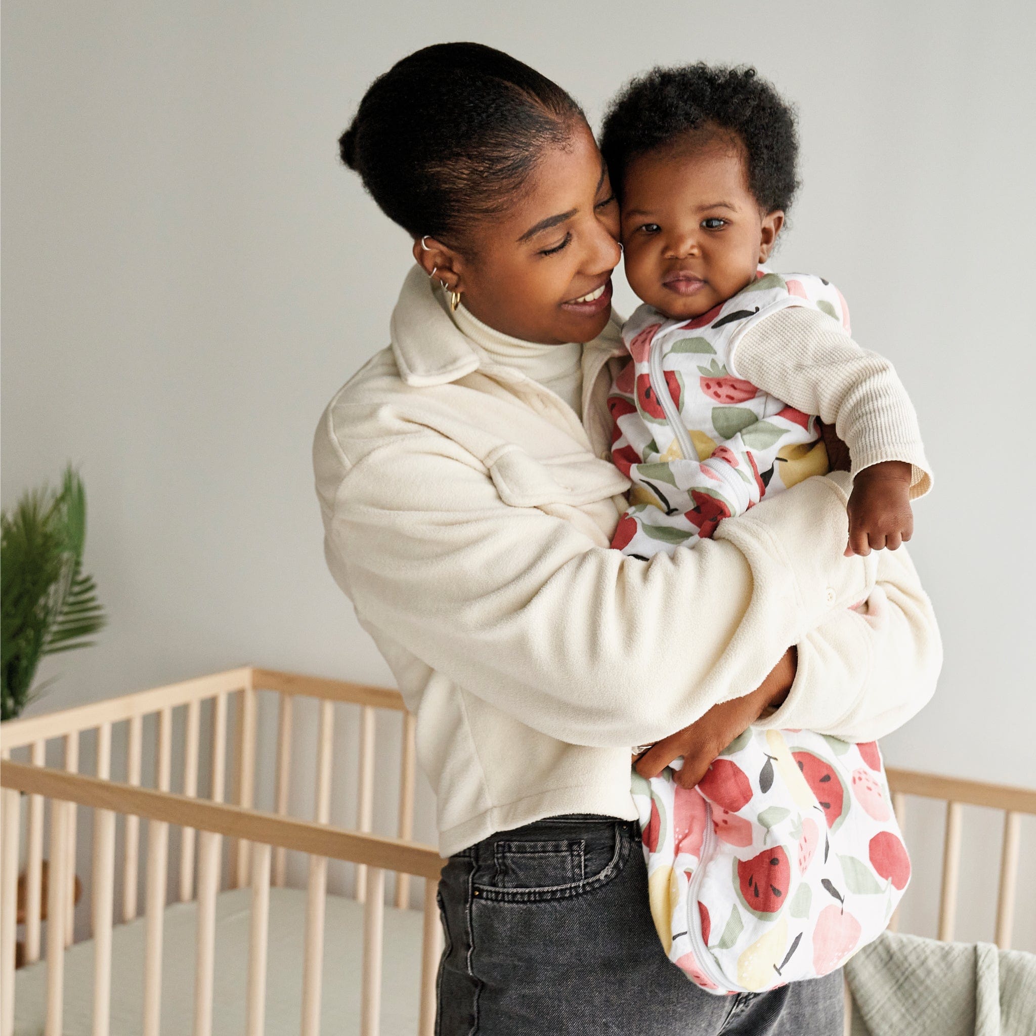 Organic Cotton Muslin Sleep Sack with Fruits Print - 0.7 TOG for Babies & Toddlers - Lightweight Swaddle Blanket for Nursery, Daycare & Travel