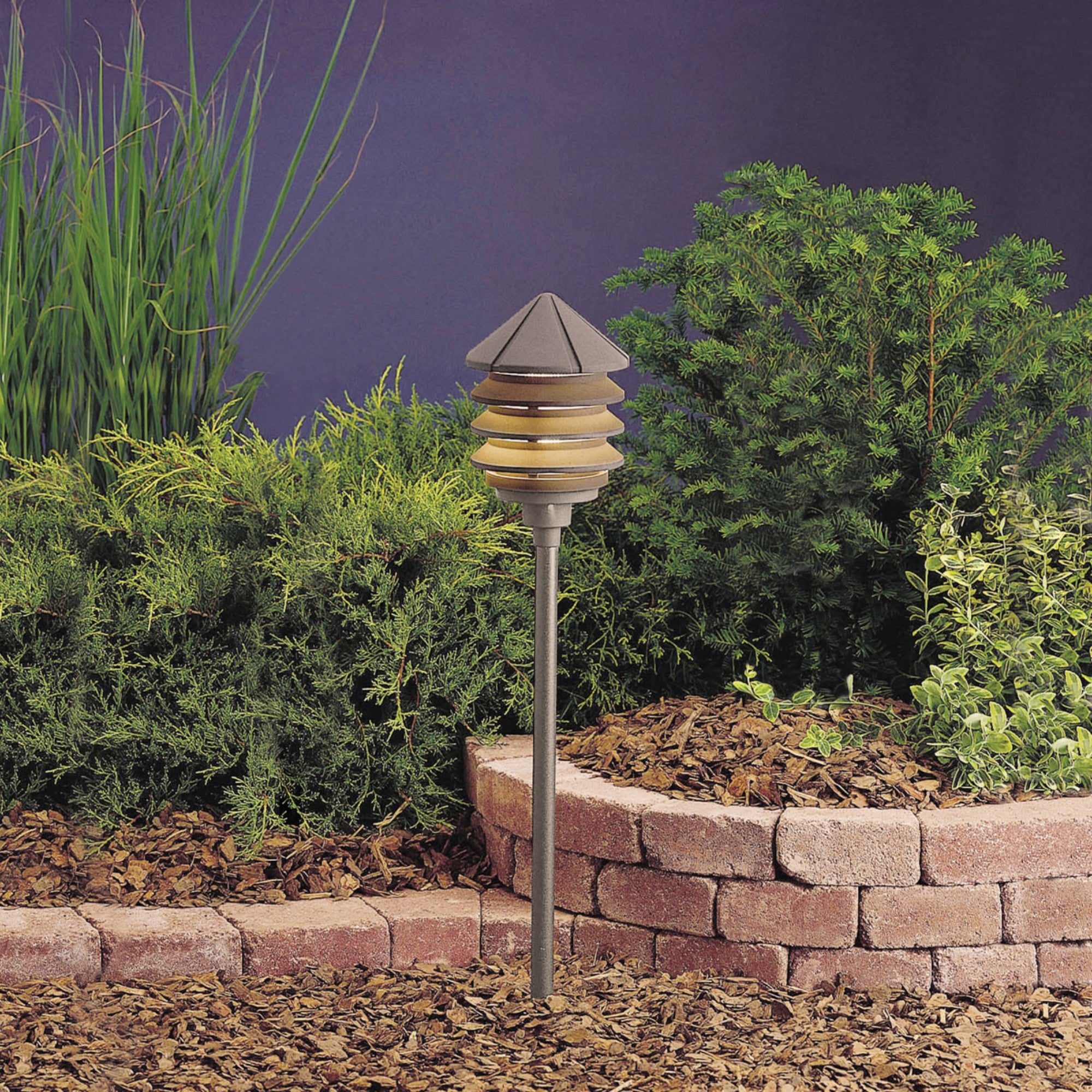 120V Three Tier Path Light Outdoor Garden Lighting - Waterproof LED Landscape Lights for Walkway, Driveway, Patio, and Yard Decoration