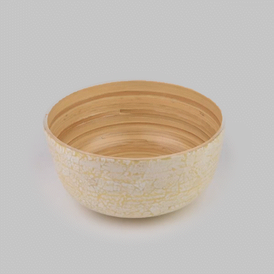 Bambuddha 25 oz Round Beige Spun Bamboo Salad Bowl - Medium Eggshell Color - 9.5