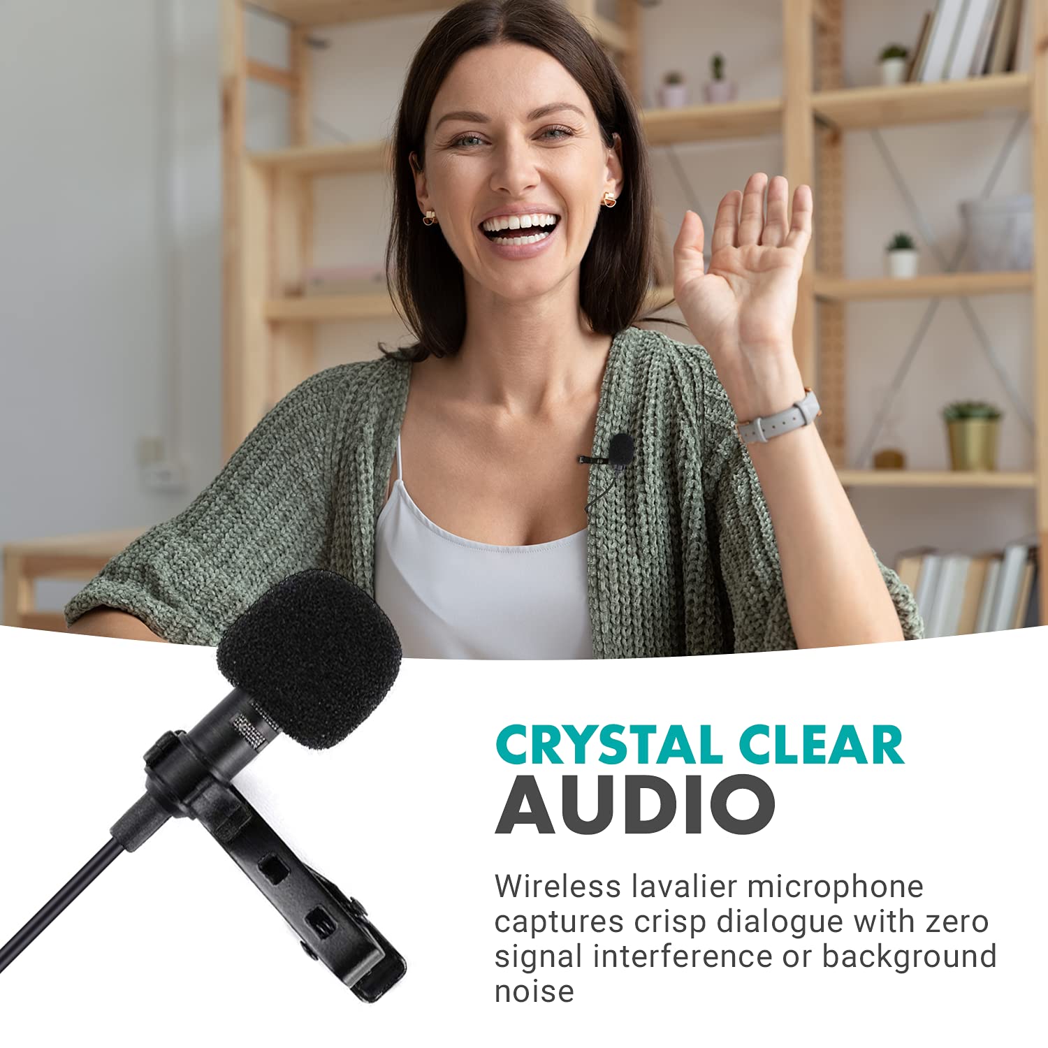 MOVO Wireless Lavalier Microphone Kit for Smartphones - 48-Channel UHF Wireless Mic System with Receiver, Tripod Stand & Bodypack Lapel Mic - Perfect for Vlogging, Live Streaming, Interviews & Podcasting