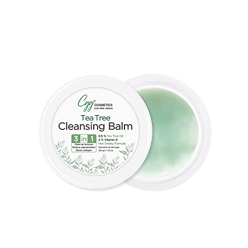 Tea Tree Cleansing Balm with 0.5% Tea Tree Oil & 2% Vitamin E - Makeup Remover for All Skin Types | Boosts Collagen, Reduces Pigmentation | 100g | Perfect for Daily Skincare & Post-Makeup Cleansing
