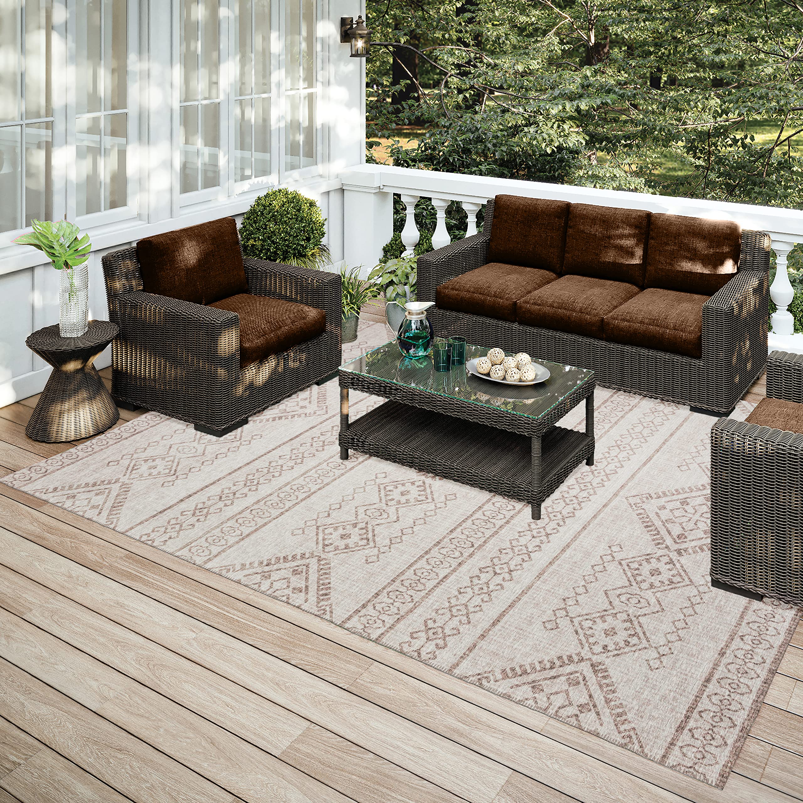 Addison Rugs Yuma AYU44 Taupe 8' x 10' Area Rug - Soft Modern Boho Chic Living Room Carpet for Bedroom, Dining Room & Home Decor