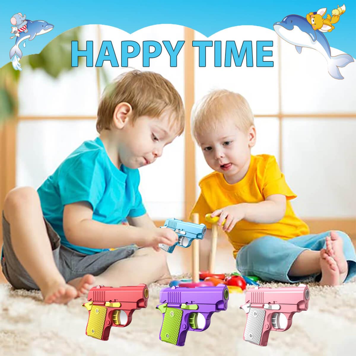 3D Gravity Mini 1911 Fidget Pistol Toy Set - Stress Relief Sensory Toys for Adults & Kids with ADHD & Anxiety - Perfect Office Desk Toy & Gift (4 Pack) - Great for Focus, Relaxation & Classroom Fidgeting