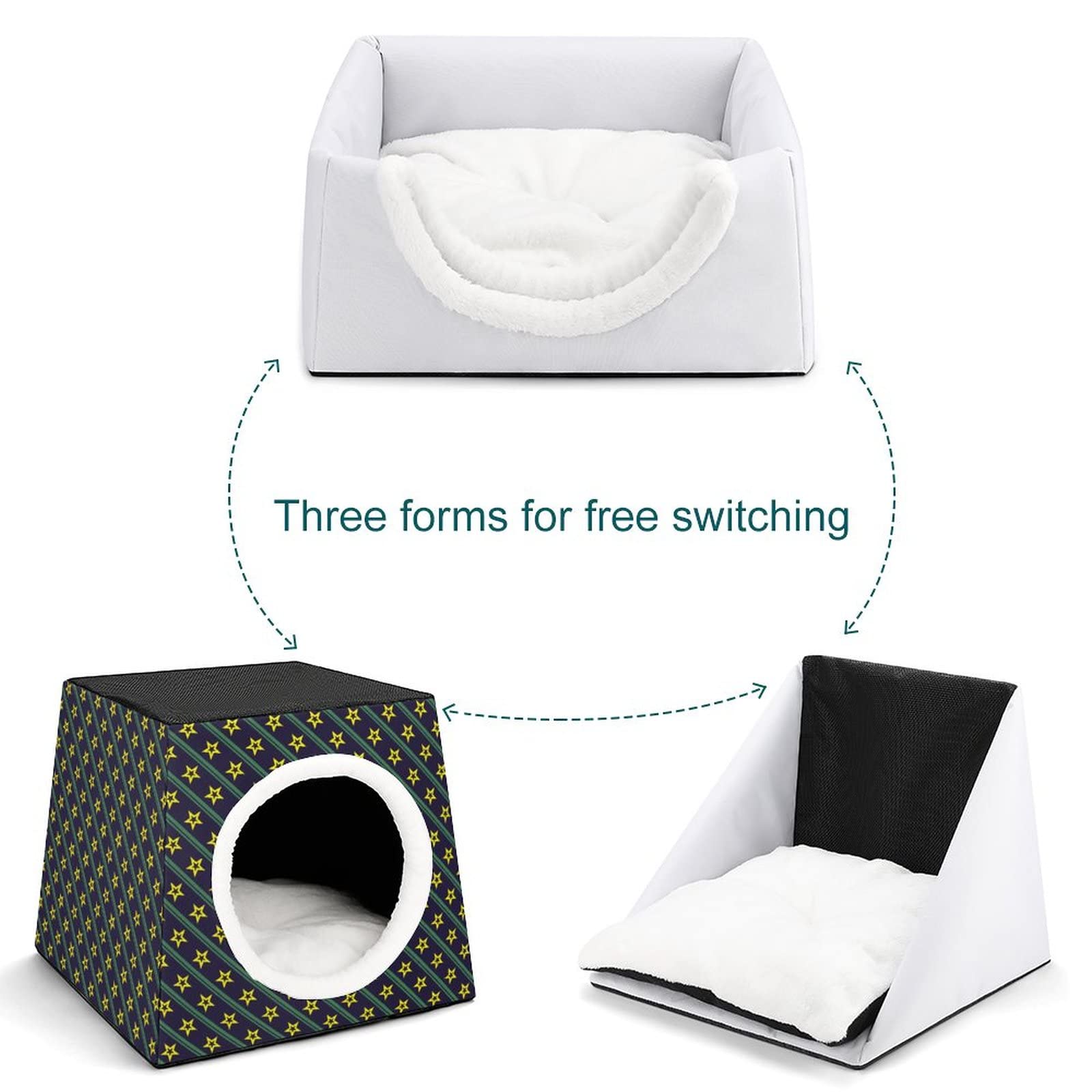 Waterloo Printed Pet Capsule Bed - Cozy Cat House & Small Dog Sofa with Stripe & Star Design | Indoor Pet Cube for Cats & Puppies | Perfect for Lounging, Napping & Playtime