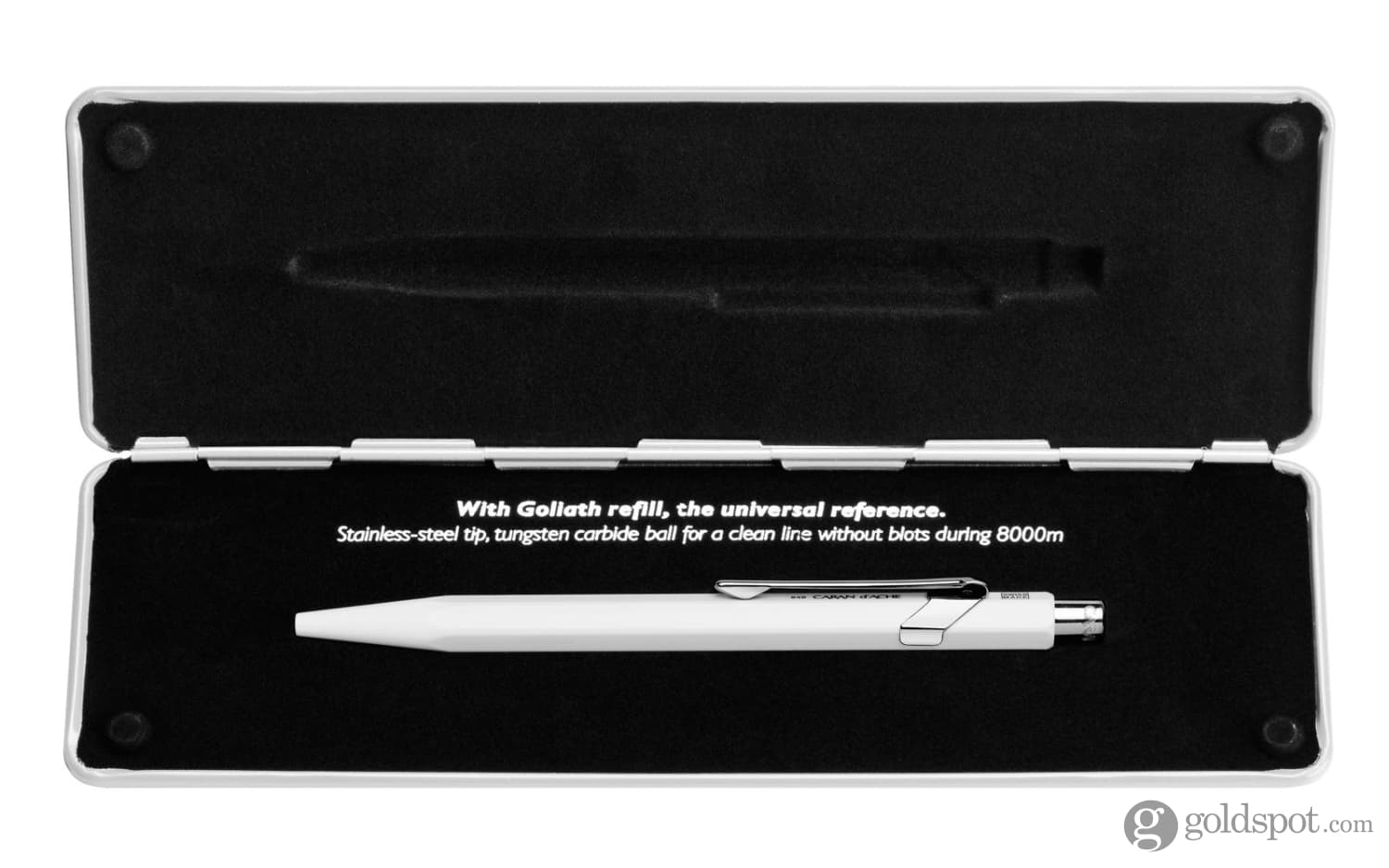 Caran d'Ache 849 Popline White Ballpoint Pen with Holder - Premium Writing Instrument for Office, School & Gift Giving