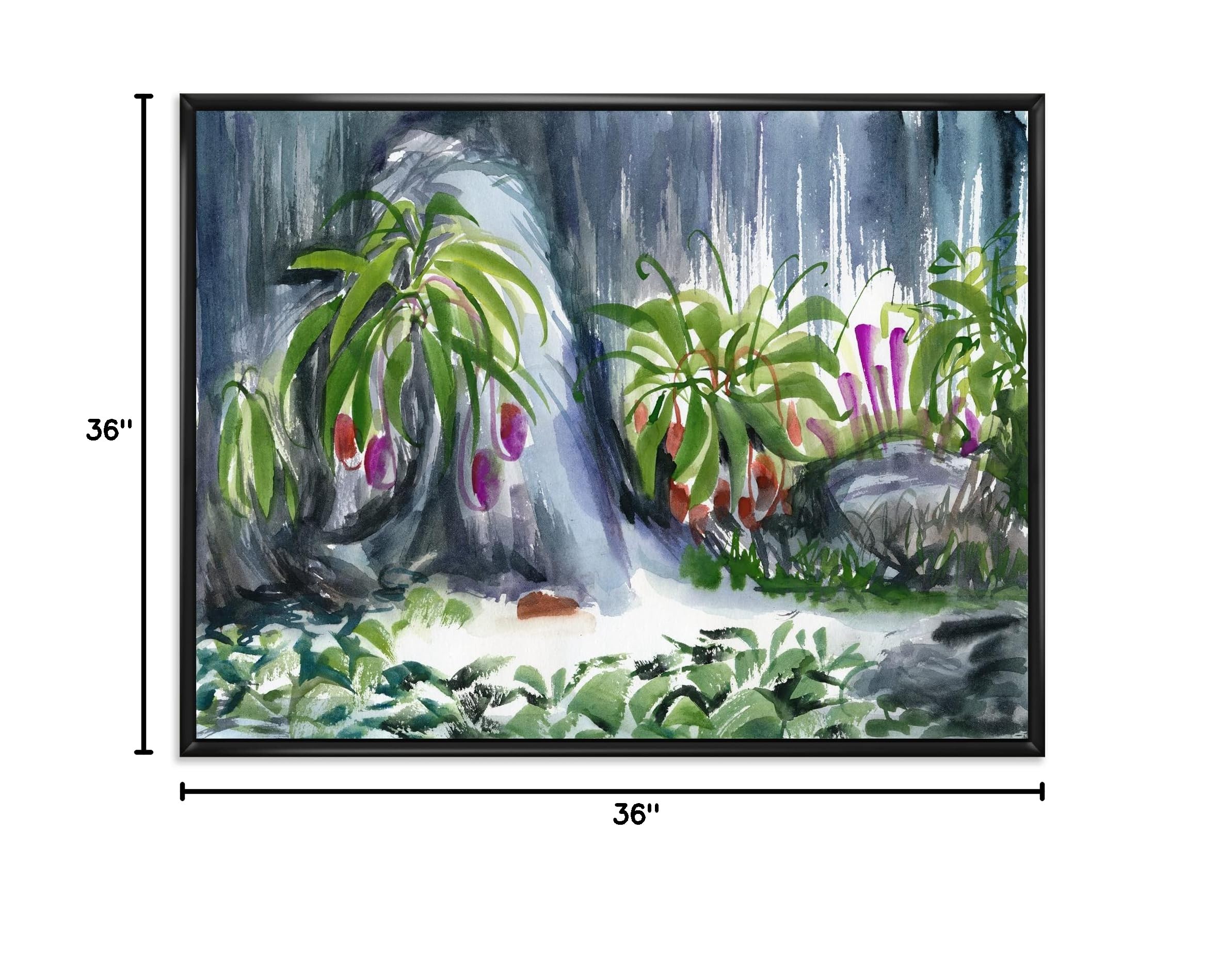 Tropical Plants Oasis - Farmhouse Style Framed Canvas Wall Art Print | Nature-Inspired Home Decor for Living Room, Bedroom & Office
