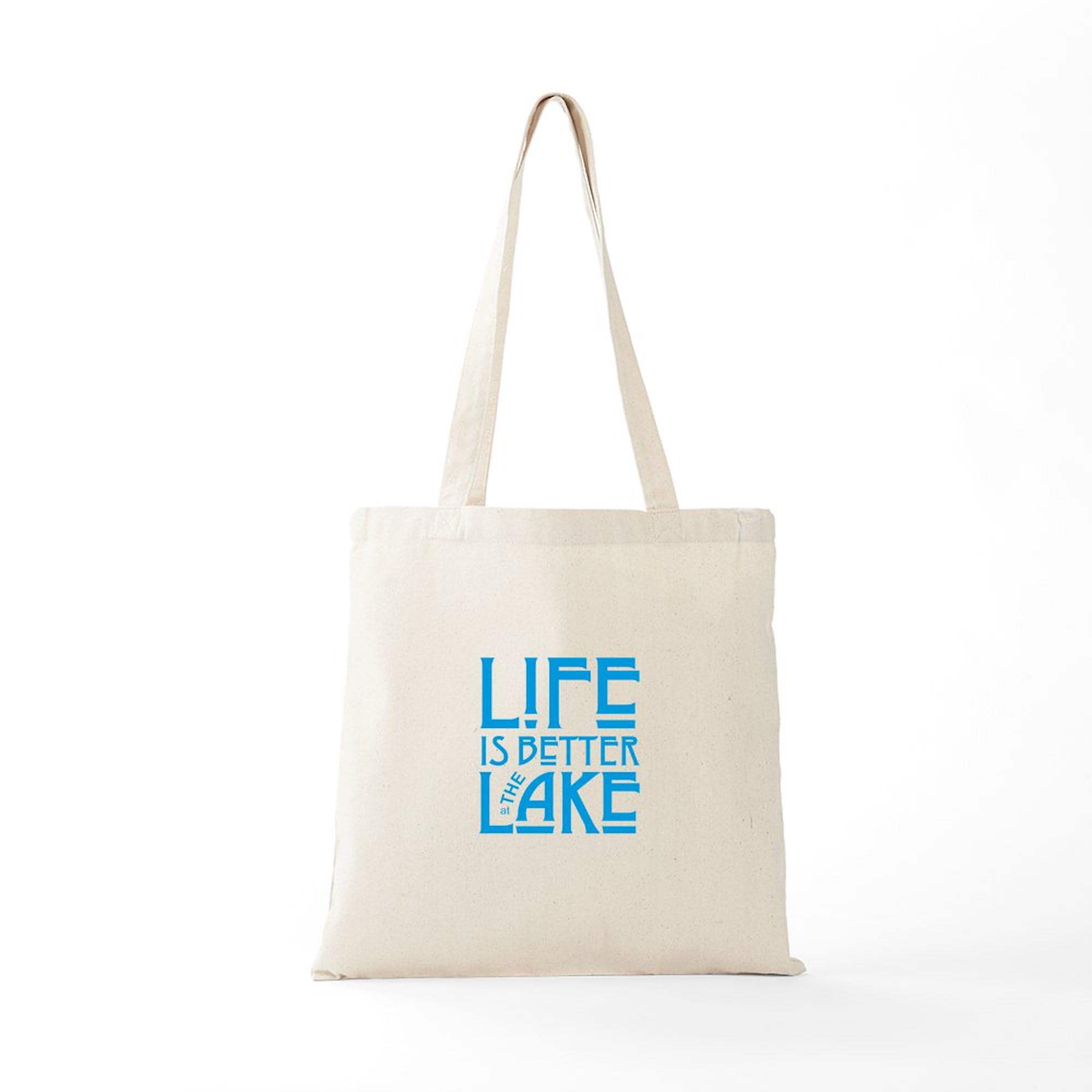 Life Is Better At The Lake - Natural Canvas Tote Bag | Reusable Grocery Shopping Bag | Beach, Picnic & Farmers Market Essentials