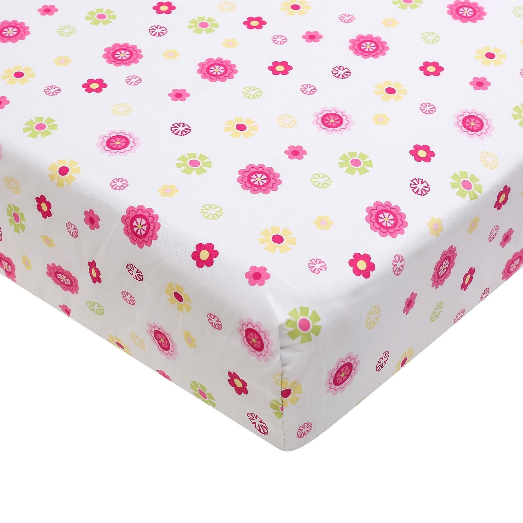 4-Piece Pink Animal Safari Nursery Crib Bedding Set for Baby Girls - Giraffe Print Crib Set with 1 Quilt, 2 Fitted Sheets & 1 Skirt - Soft Cotton Baby Bedding for Nursery Decor & Newborn Gifts