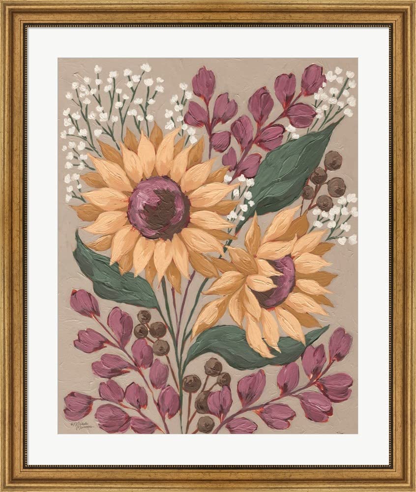 Sunny Faces by Michele Norman - Framed Art Print Wall Picture with Wide Gold Frame, 31 x 36 Inches - Perfect for Living Room, Bedroom & Office Decor