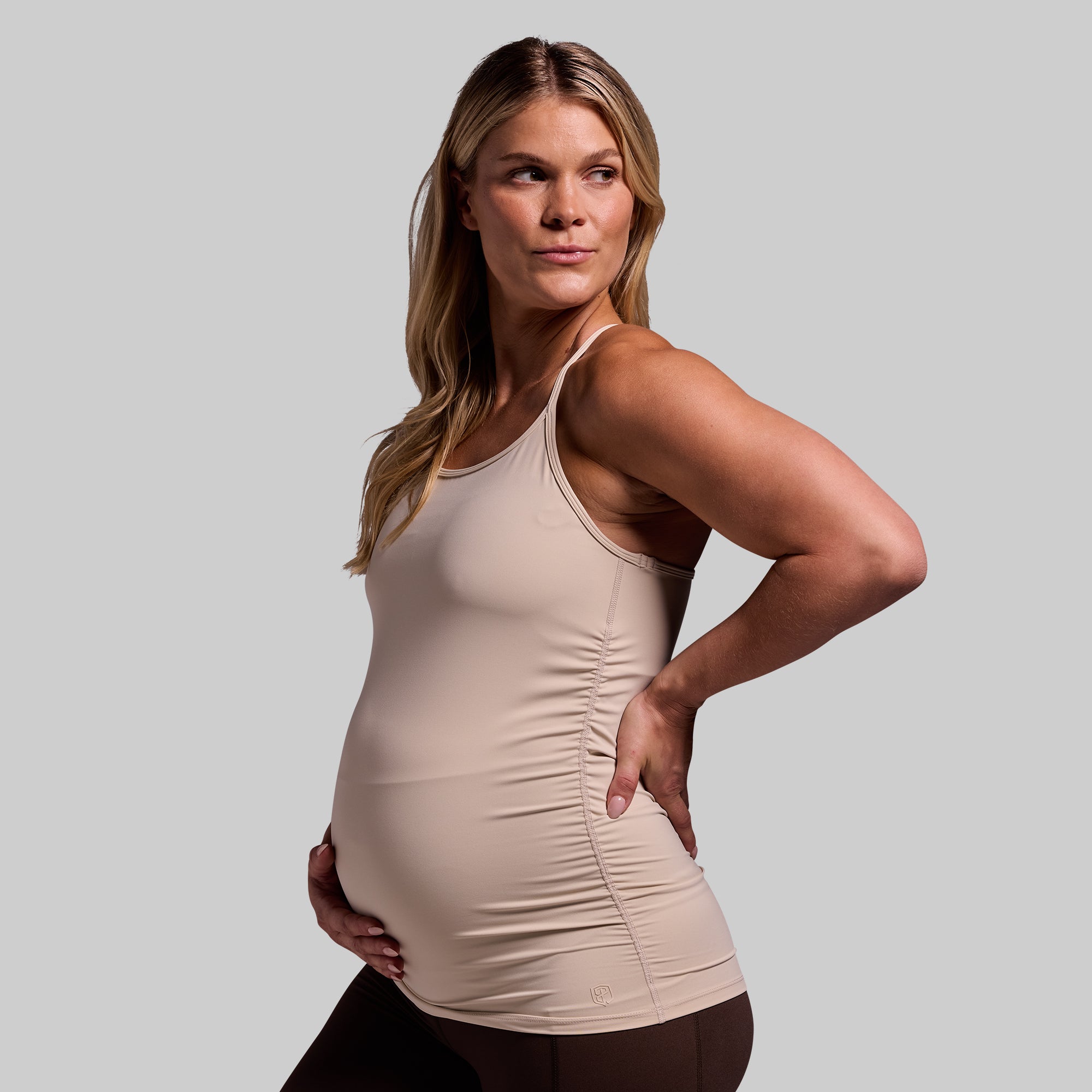 Maternity Drop Shot Tank Top for Women - Soft & Comfortable Nursing Shirt (Oatmeal) - Perfect for Pregnancy, Breastfeeding & Everyday Wear