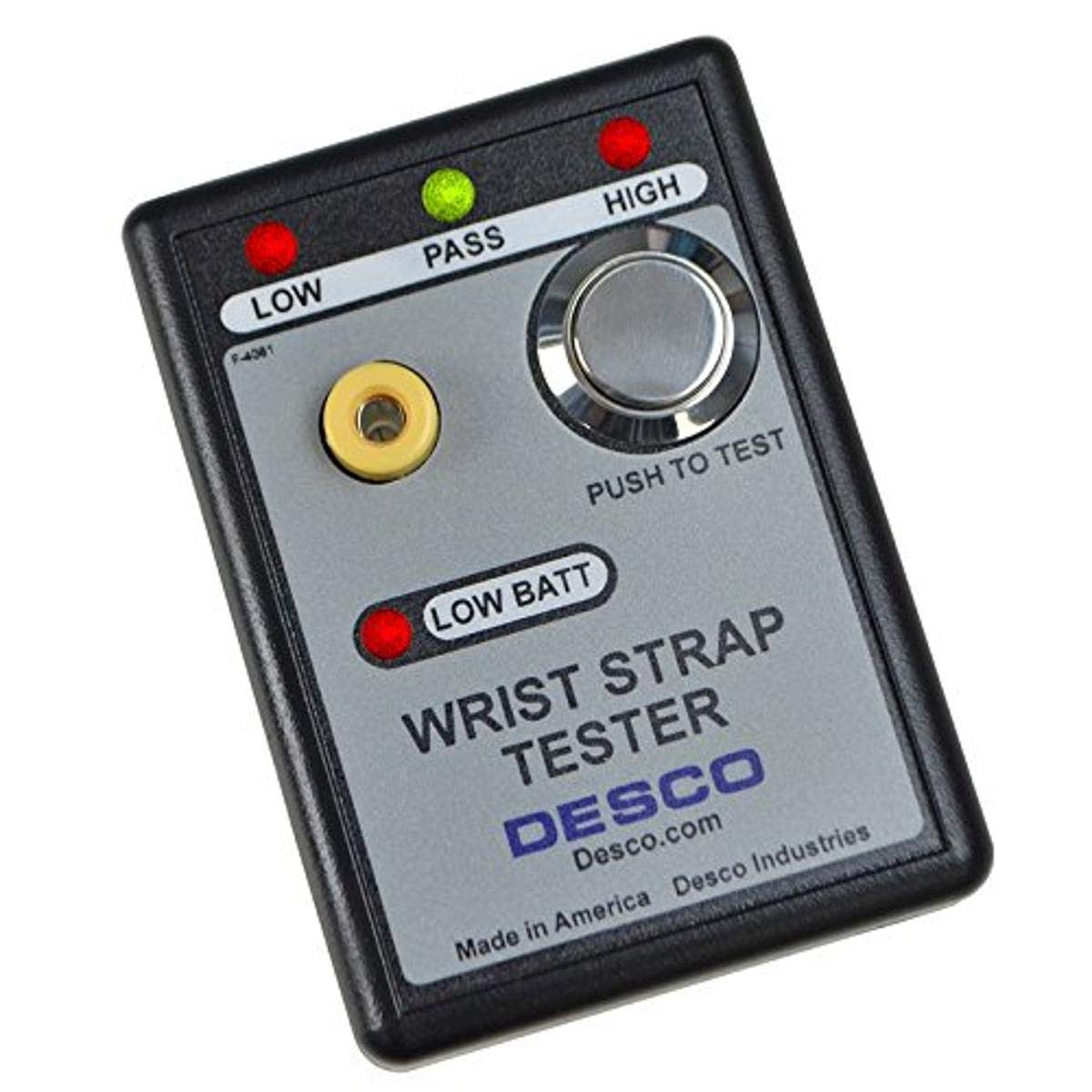 DESCO ASK-29963 Wrist Strap Tester - 9VDC Power Supply, 800 Kilohms to 10 Megohms Resistance Range, Compatible with Single Wire Wrist Straps | ESD Testing for Electronics Workbench, Manufacturing & Lab Safety