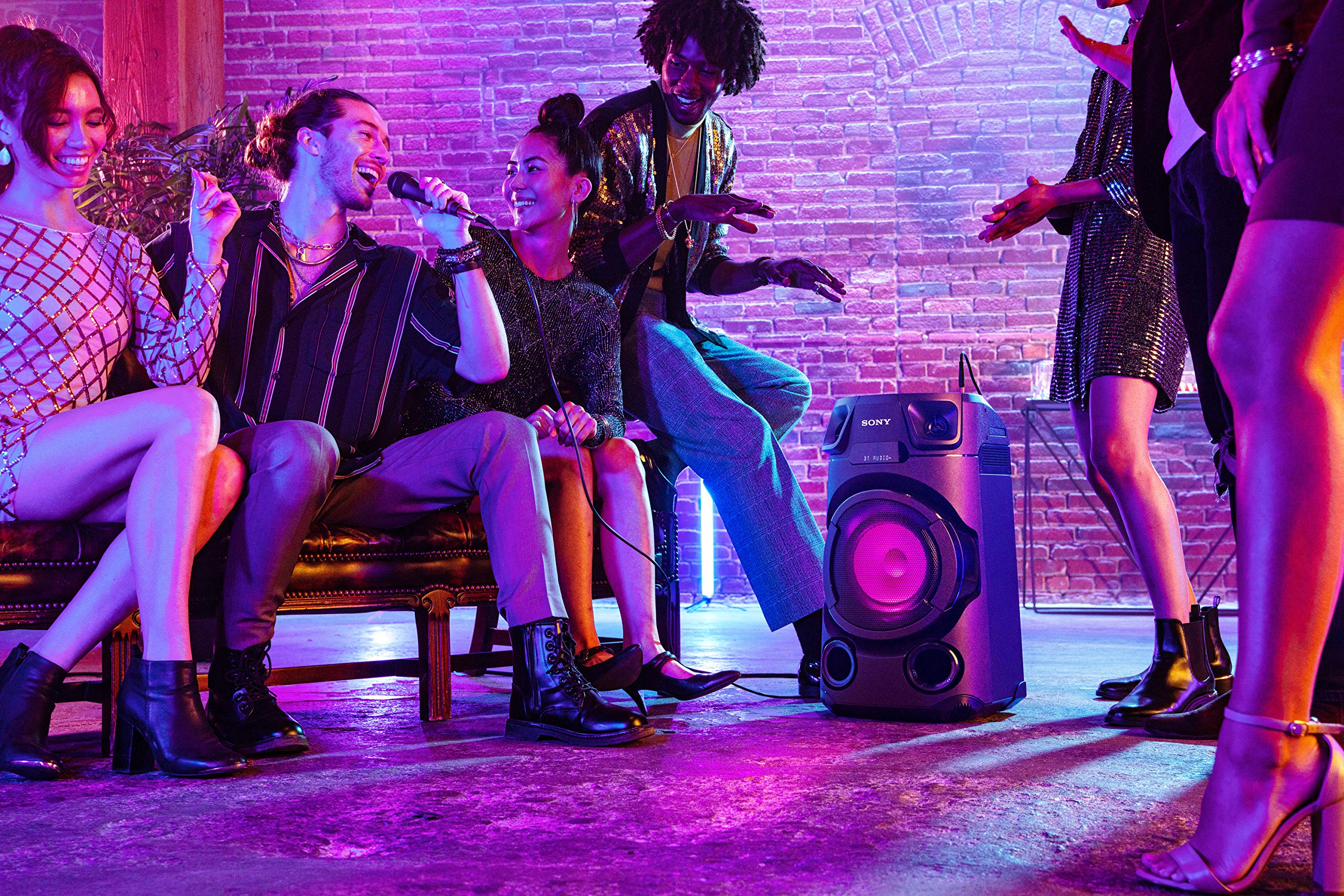 Sony High Power Bluetooth Audio System - Premium Wireless Speaker with Deep Bass, NFC, and 20-Hour Playtime - Perfect for Home Theater, Parties, and Outdoor Gatherings (Black)