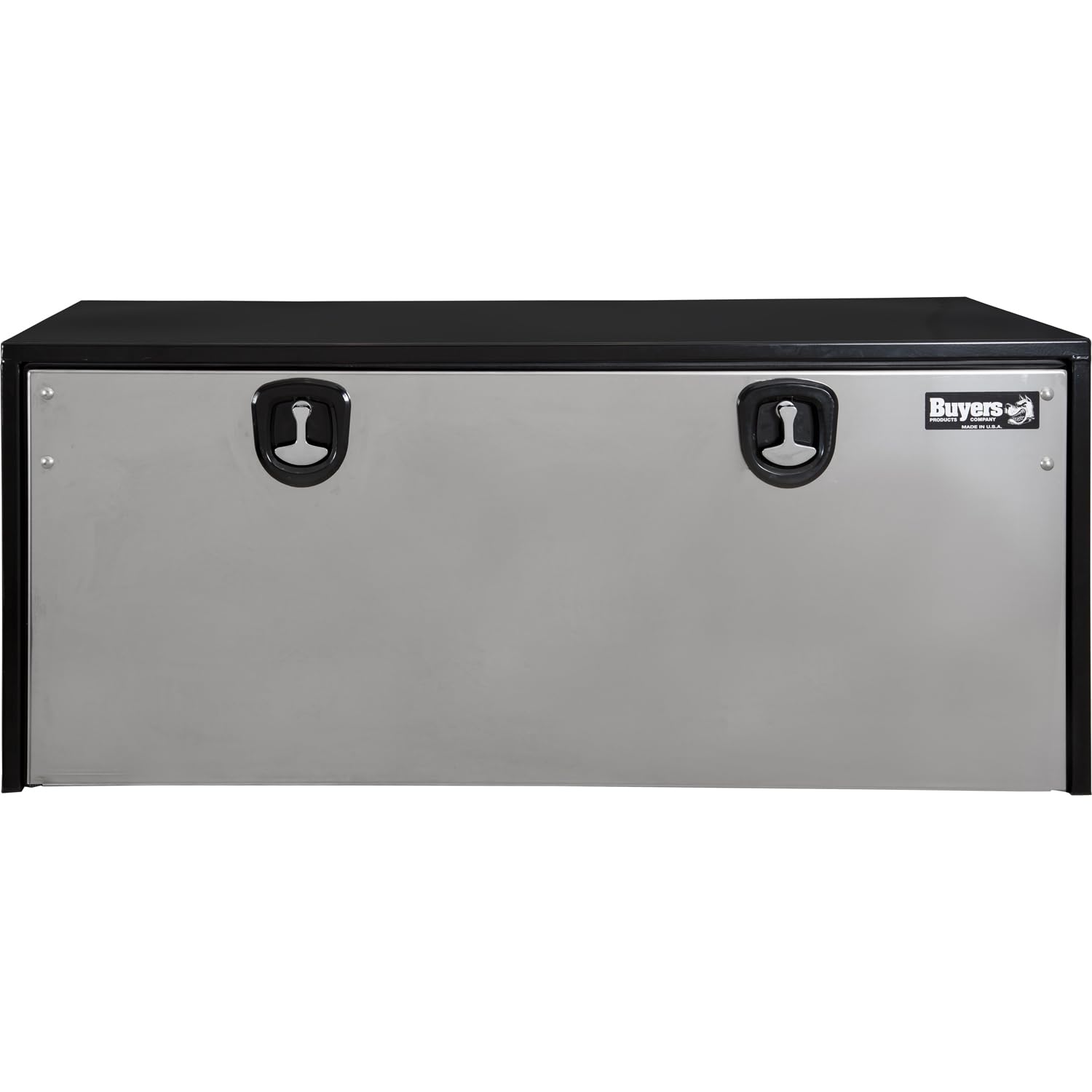Buyers Products 1702710 Black Steel Underbody Truck Tool Box - 18x18x48 Inch with Polished Stainless Steel Door | Heavy-Duty Truck Storage Organizer | Made in USA | Perfect for Work Trucks, Construction & Fleet Vehicles