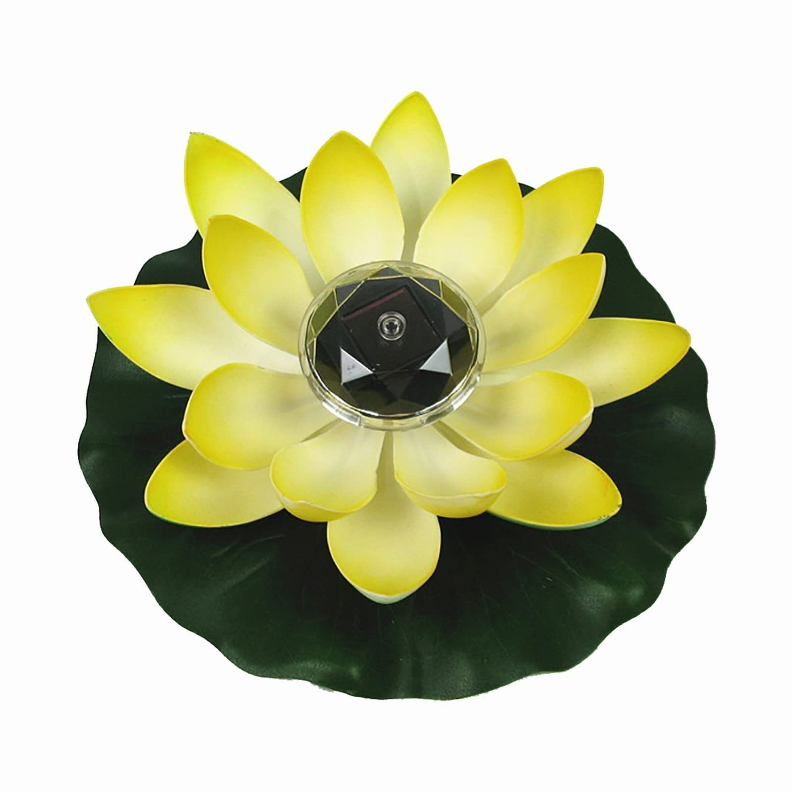 Solar LED Flower Light - Artificial Lotus Shape Floating Fountain Pond Garden Pool Lamp - Waterproof Solar Powered Night Light for Outdoor Decoration (Yellow) - Perfect for Ponds, Pools, Gardens & Patios
