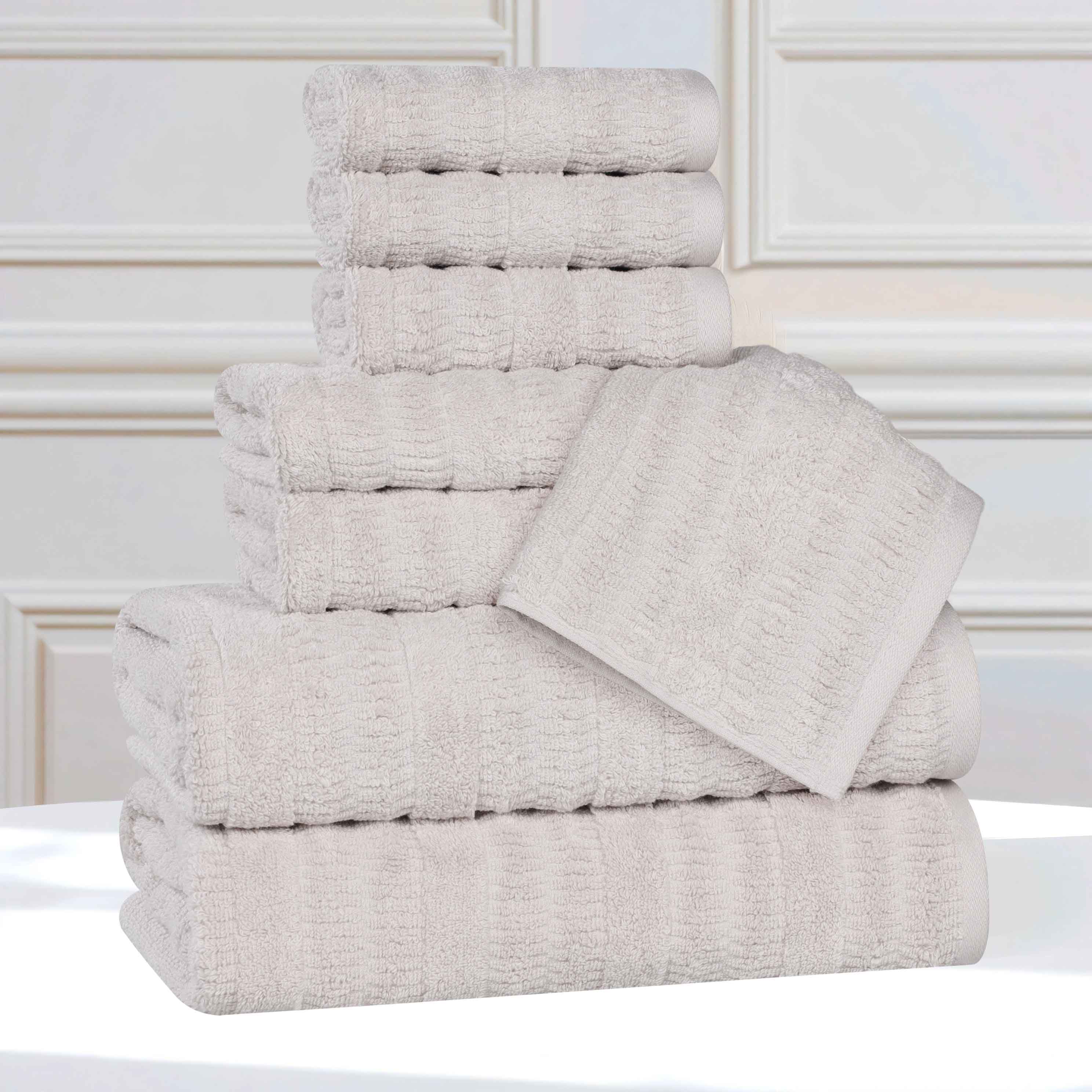 Mika Smart Twist Cotton 8-Piece Towel Set - Soft, Absorbent & Quick-Drying Bath Towels for Spa, Gym & Luxury Home Use