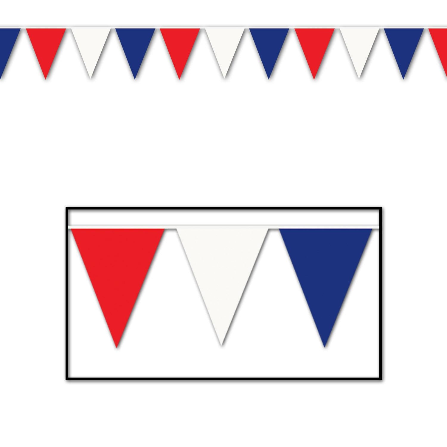 12 Pack Beistle 30 ft. Red White Blue Patriotic Party Pennant Banner - Perfect for 4th of July, Memorial Day & Labor Day Decorations