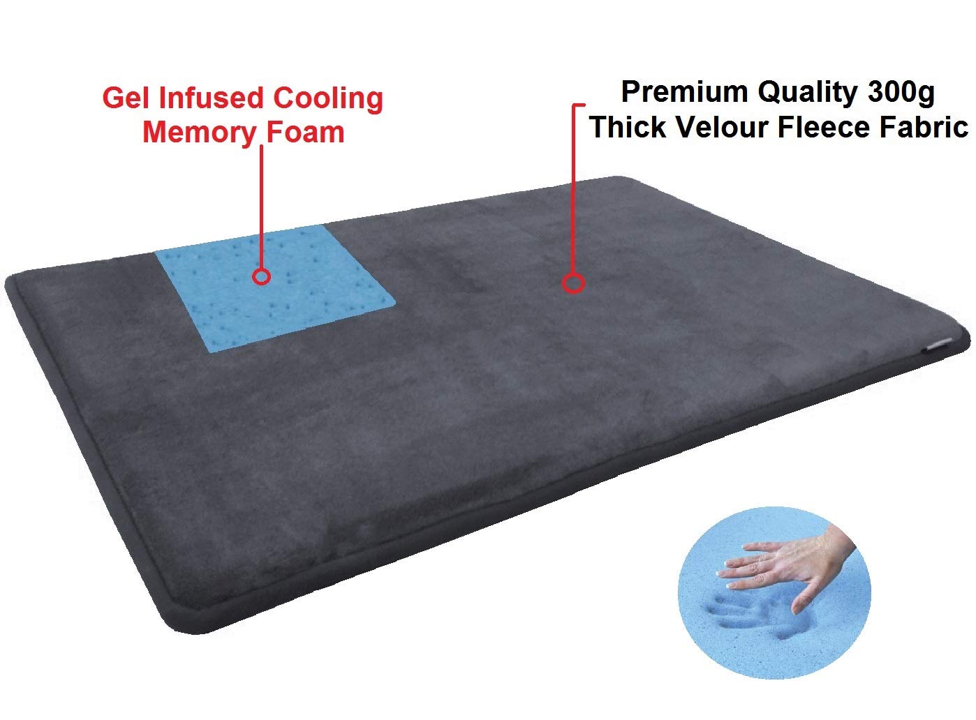 Gel-Infused Memory Foam Dog Bed with Waterproof Bottom - for Large Crates (42