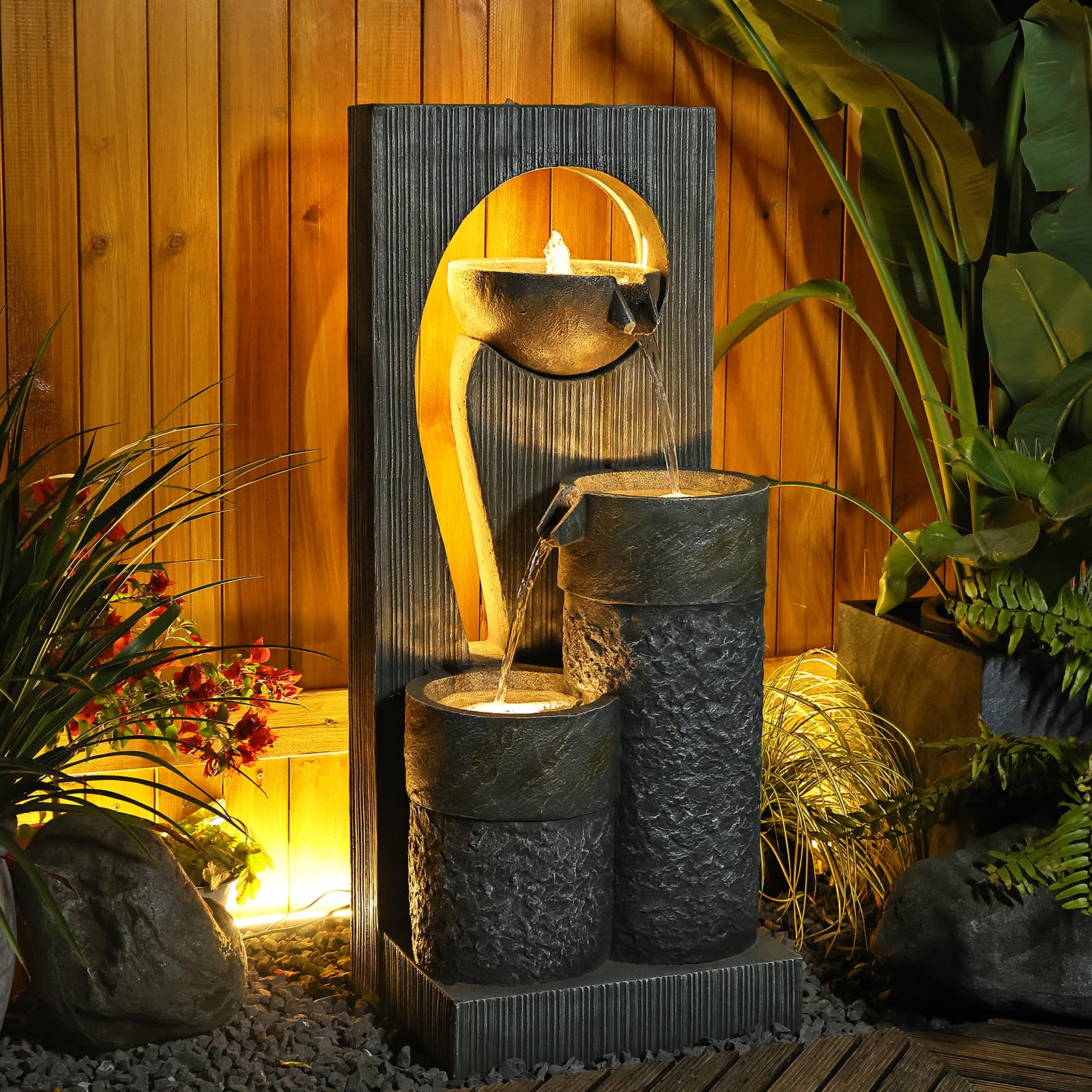 Zen Water Fountain with LED Lights - 41