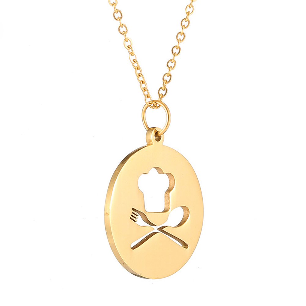 AOCHEE Chef Hat Spoon Fork Pendant Necklace - Stylish Cooking Jewelry for Chefs & Food Lovers - Perfect for Kitchens, Culinary Schools & Cooking Enthusiasts