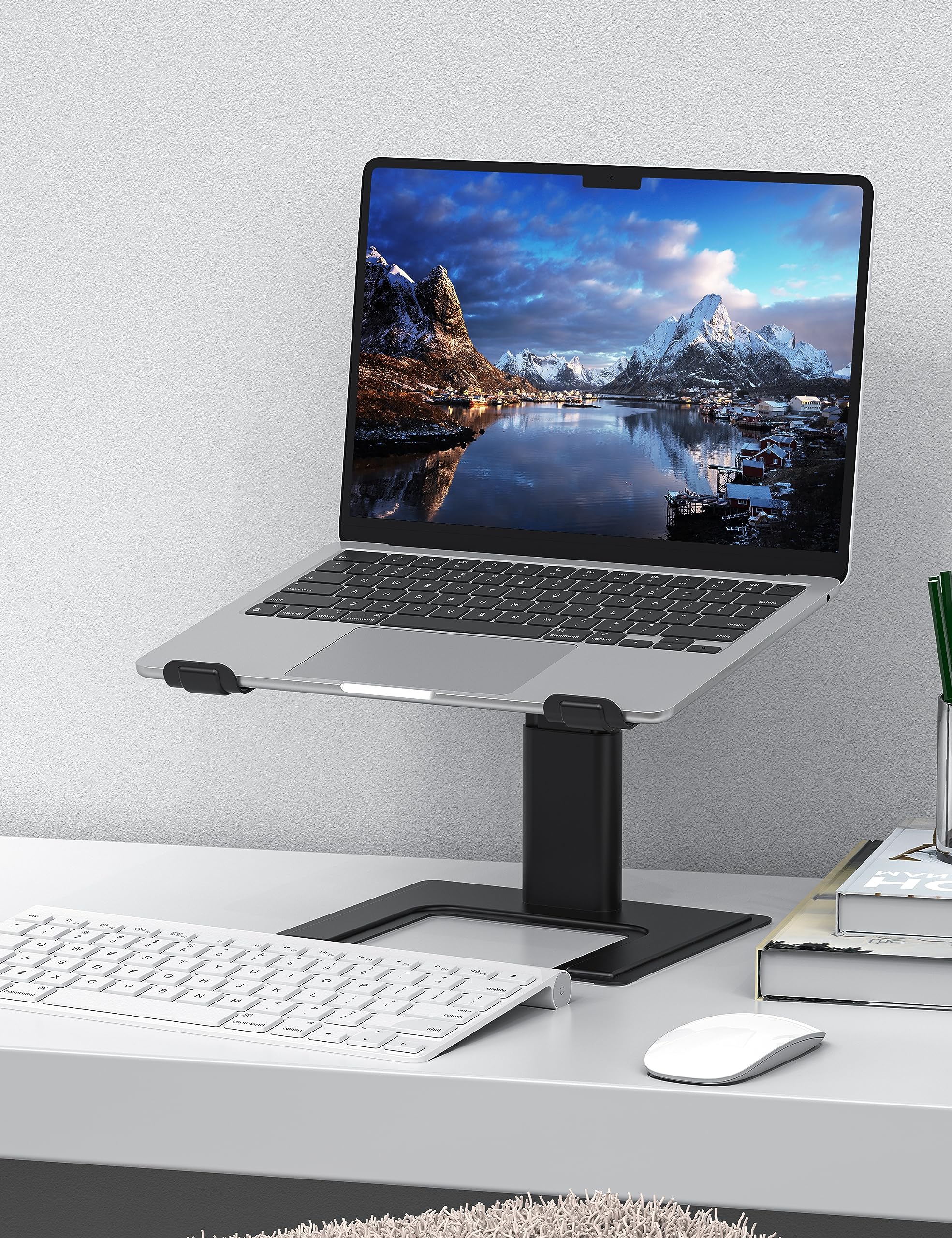 ALASHI Adjustable Laptop Stand for Desk - Ergonomic Aluminum Riser Holder for 10-17.3 Inch Notebooks, PC, MacBook - Perfect for Home Office, Gaming, and Study Setup, Black