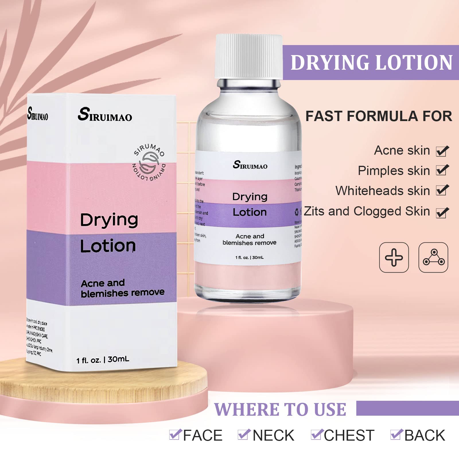 Stubborn Acne Drying Lotion (1OZ) - Overnight Acne Spot Treatment with Salicylic Acid for Face & Body | Fast-Acting Pimple Lotion to Dry Out Blemishes, Zits & Unclog Pores | Perfect for Teen & Adult Acne Care, Travel-Friendly Skincare Solution