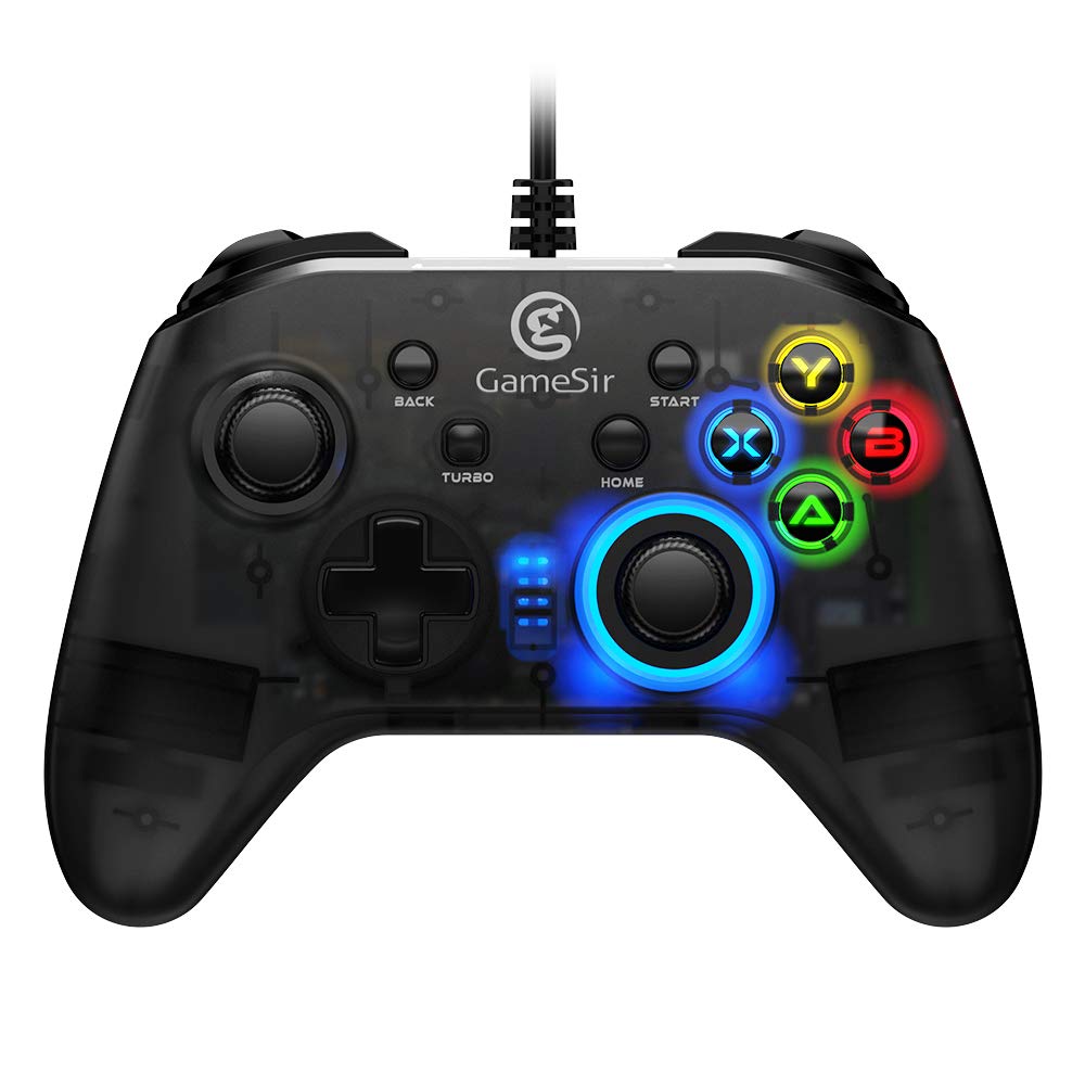 GameSir T4w Wired PC Game Controller for Windows 7/8/10 - LED Backlit Semi-Transparent Design with USB Cable | Perfect for Gaming on Windows PC, Steam, and Online Multiplayer Games