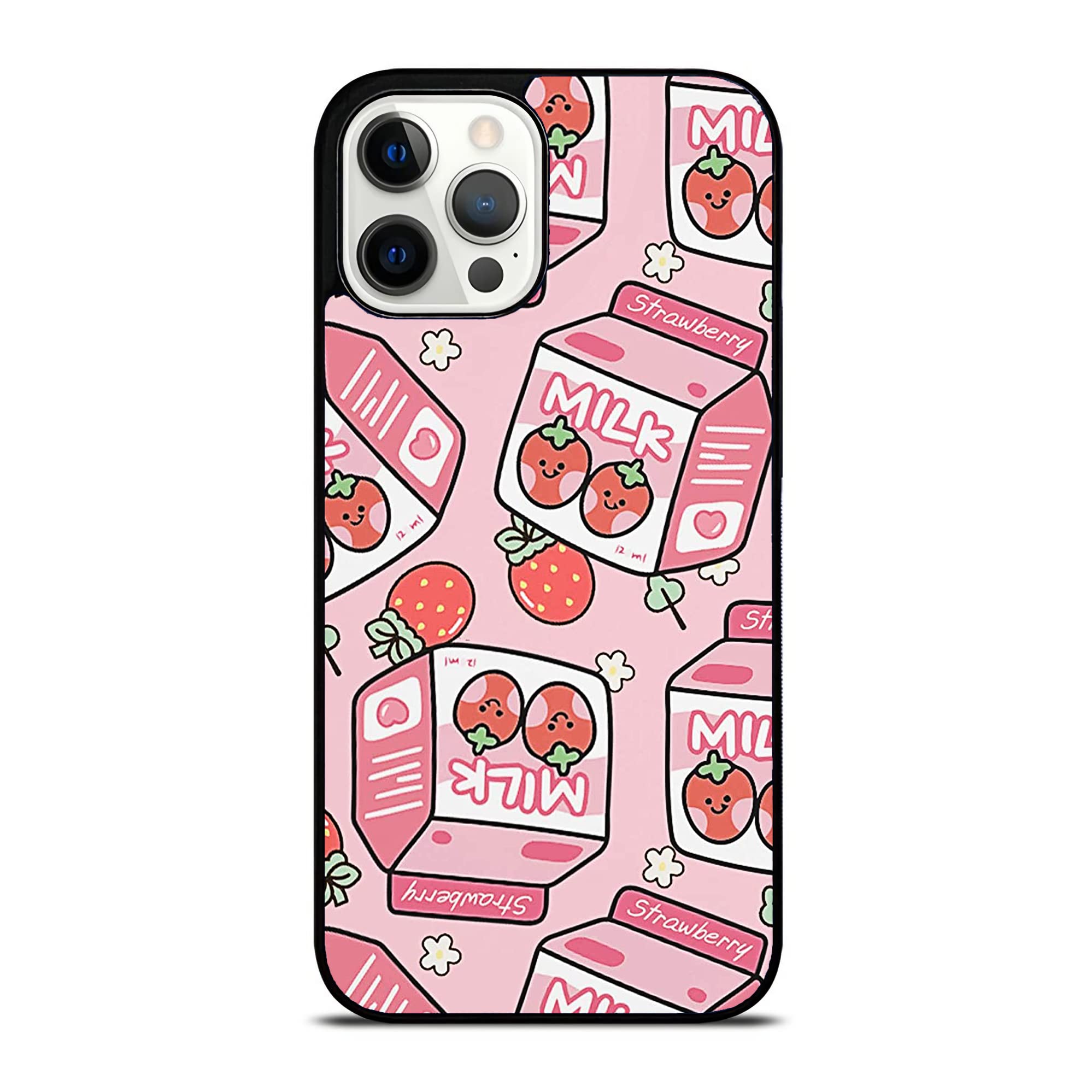 Japanese Strawberry Milk Anime Phone Case for iPhone 13 Pro Max - Cute Aesthetic TPU Rubber Cover - Durable, Non-Slip & Shockproof Slim Case - Perfect for Anime Lovers & Kawaii Style Accessories