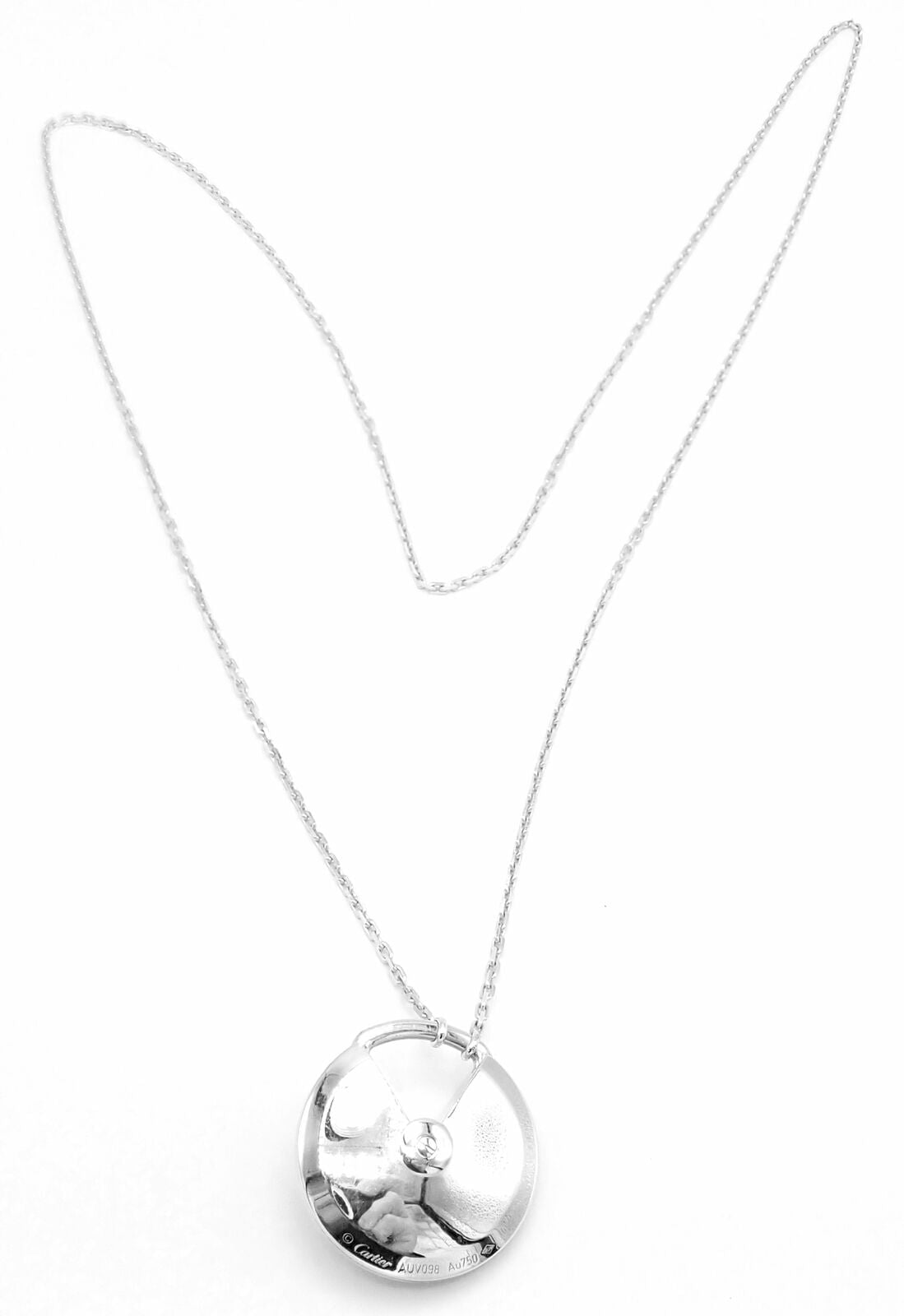 Authentic Cartier Amulette 18k White Gold Diamond Ruby Large Pendant Necklace for Women - Luxury Jewelry Gift for Anniversary, Birthday & Special Occasions