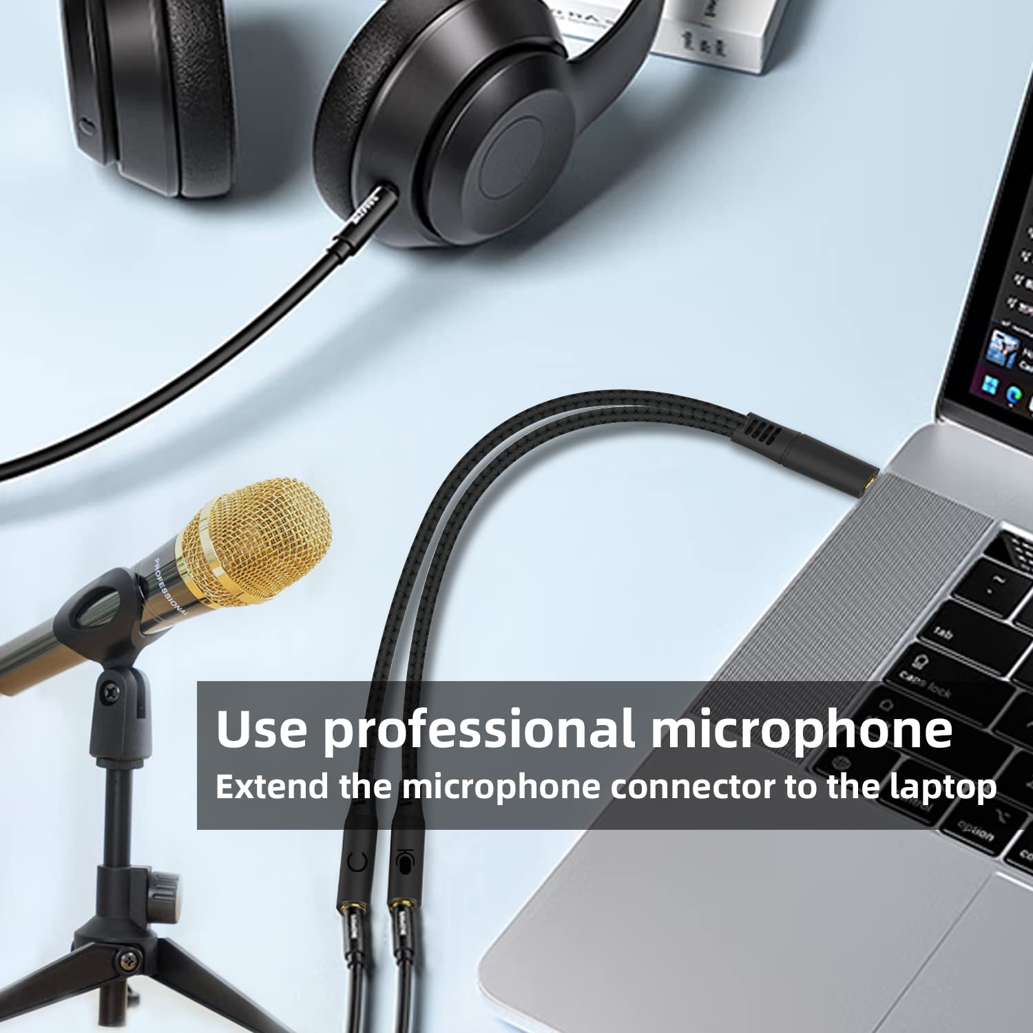 3.5mm Headphone Splitter Adapter - 3-in-1 Stereo Y Cable (Male to 2 Female & Female to 2 Male) for Gaming, Music & Movies - Compatible with PS4, Xbox, iPhone, Android, PC, Laptop, Tablet & Headphones