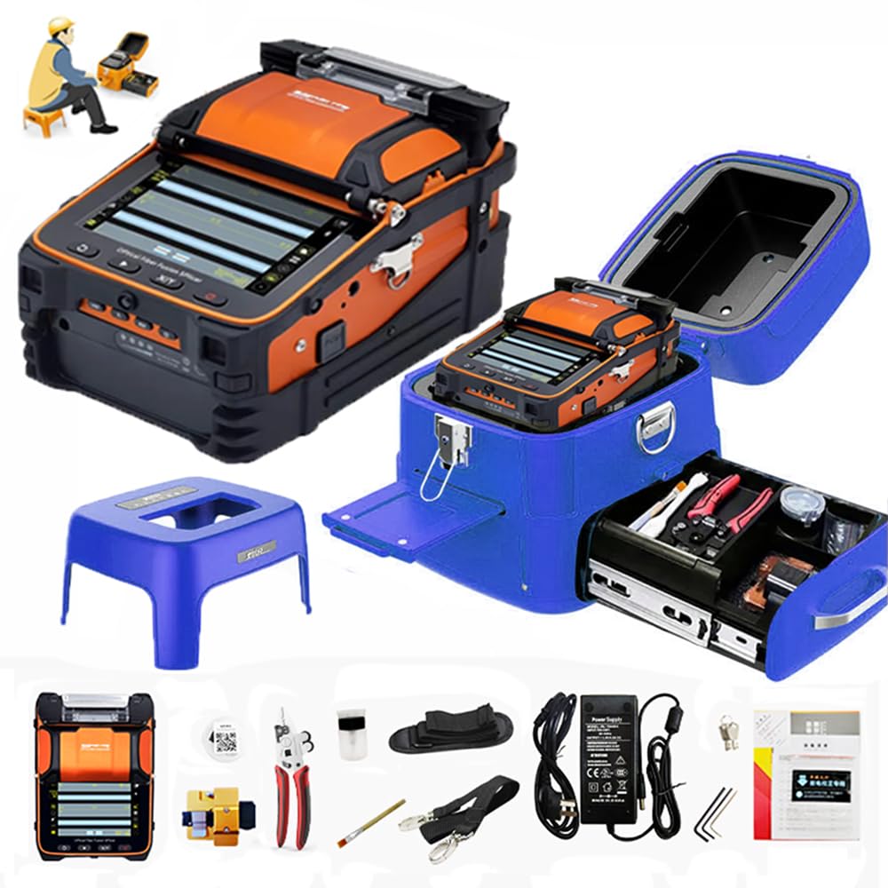 SM&MM Automatic Intelligent Optical Fiber Fusion Splicer Machine (AI-9) with Fiber Cleaver Kit - Professional Fiber Optic Welding & Splicing Tool for Telecom, Data Centers & Network Installations