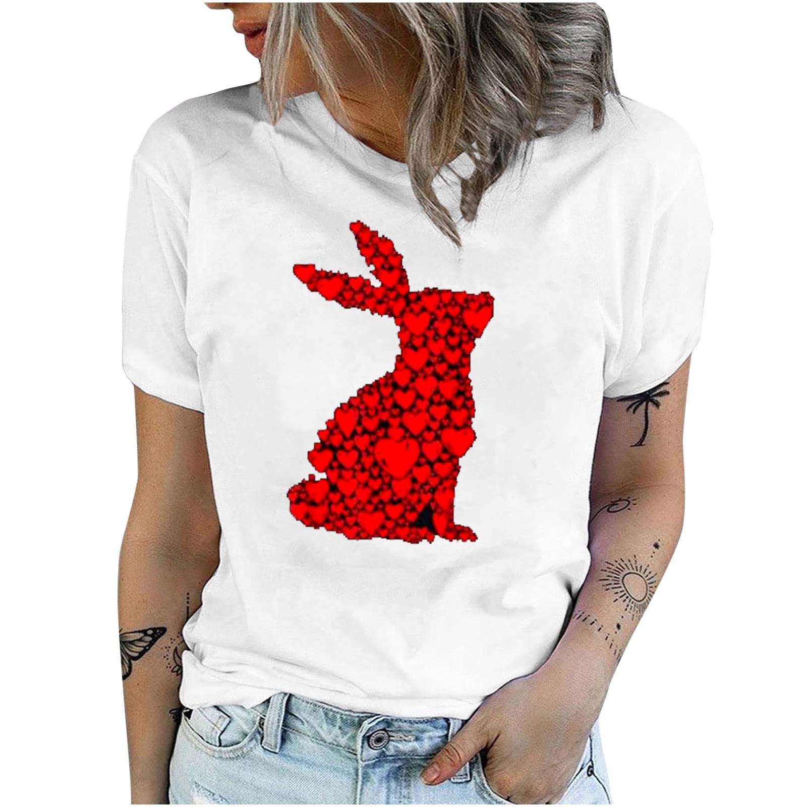 SCKARLE Women's Cute Graphic Print Crewneck Short Sleeve T-Shirt | Birthday Gifts for Her | Summer Casual Tee for Outfits, Parties & Daily Wear