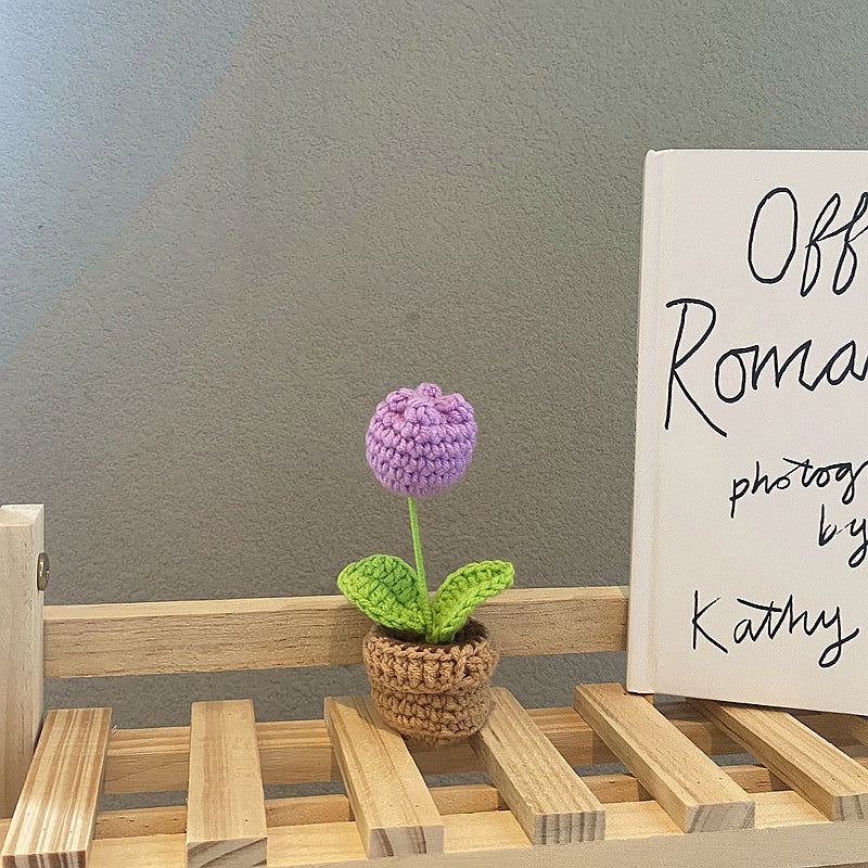 Handmade Crochet Mini Potted Flowers - Small Decorative Artificial Plants for Home, Office, Wedding Decor - Perfect for Table Centerpieces, Shelf Displays & Gift Giving