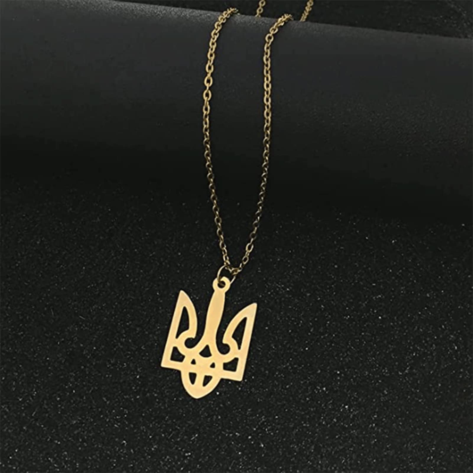 2022 KANGXING Ukraine Trident Necklace - Ukrainian Flag Pendant Jewelry for Women & Men | Brass Ukrainian Symbol Necklace | Birthday Gift Idea | Perfect for National Pride, Cultural Events & Patriotic Occasions