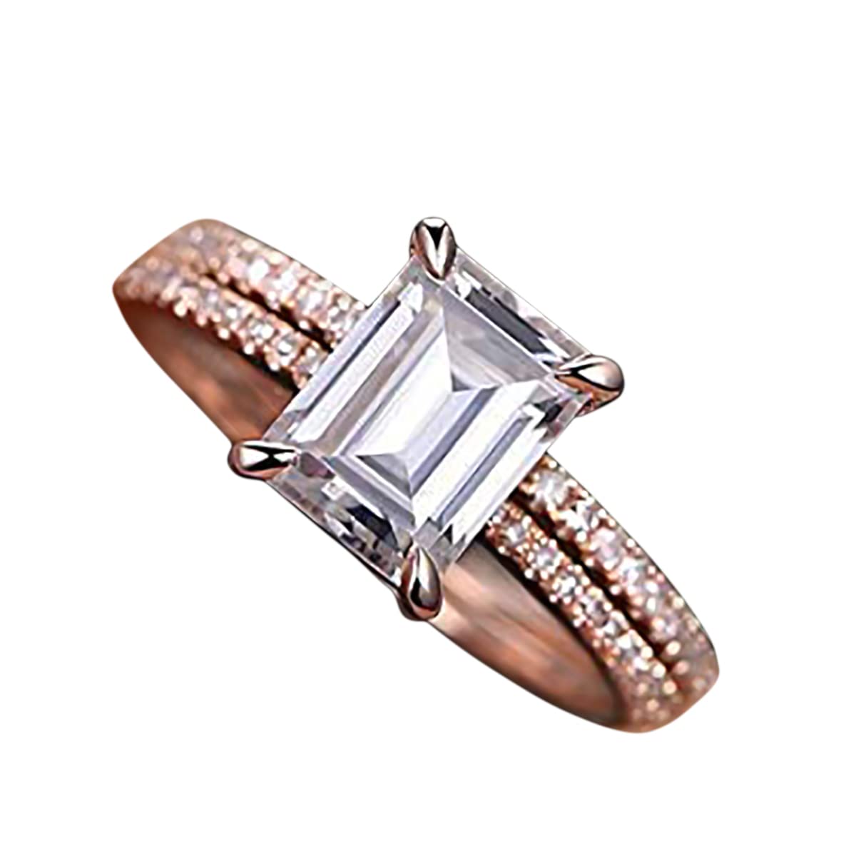 2 Carat Vintage Moissanite & Diamond Halo Bridal Ring Set in 14K Rose Gold - Elegant Wedding & Engagement Jewelry for Brides