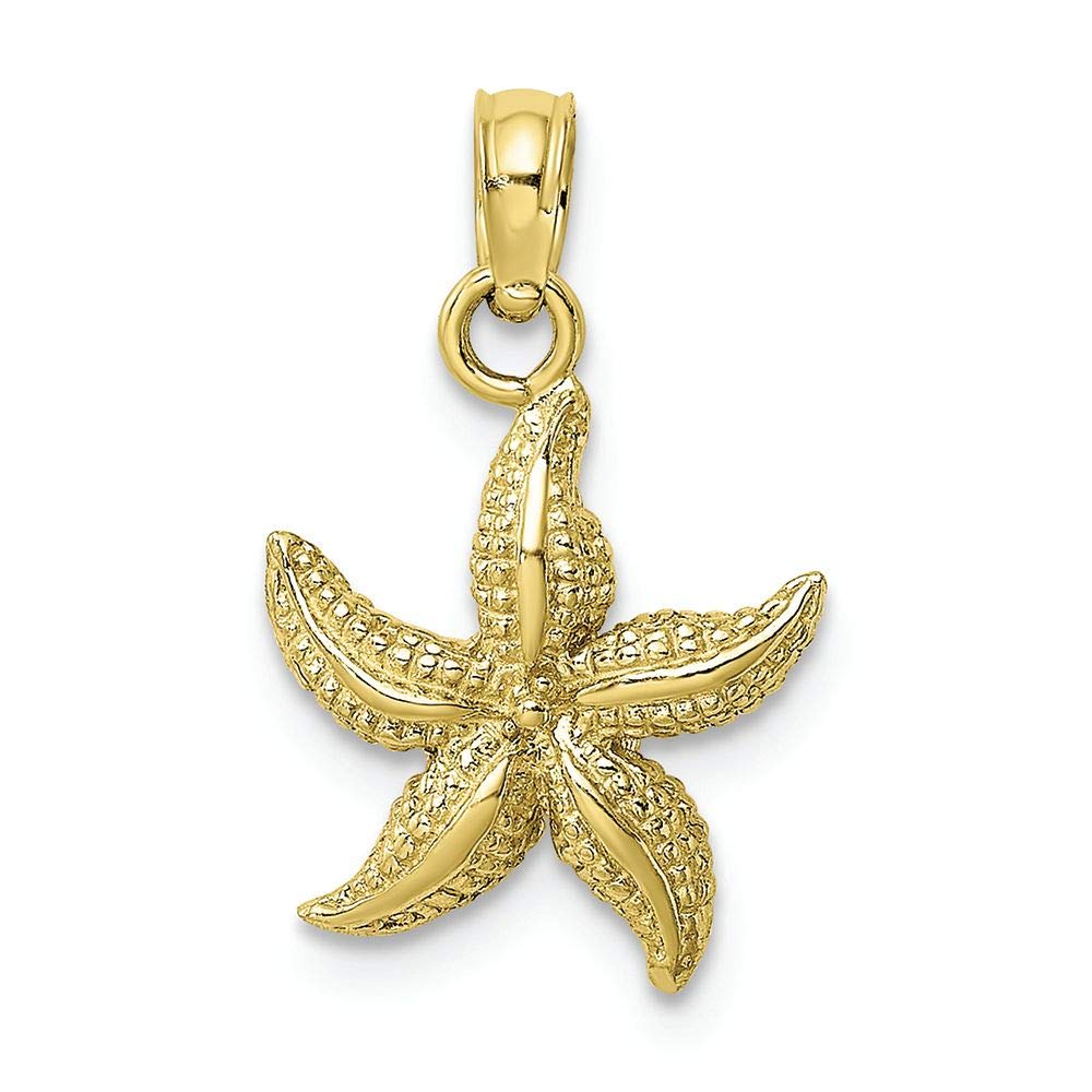 10K Yellow Gold Starfish Polish Charm Pendant - Dainty & Elegant Jewelry for Women, Perfect for Beach Vacations, Summer Outfits & Gift Giving
