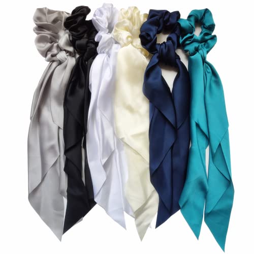 6 Pack Satin Hair Scrunchies for Women - Soft Silk Hair Ties, Ponytail Holders & Hair Accessories (3.5