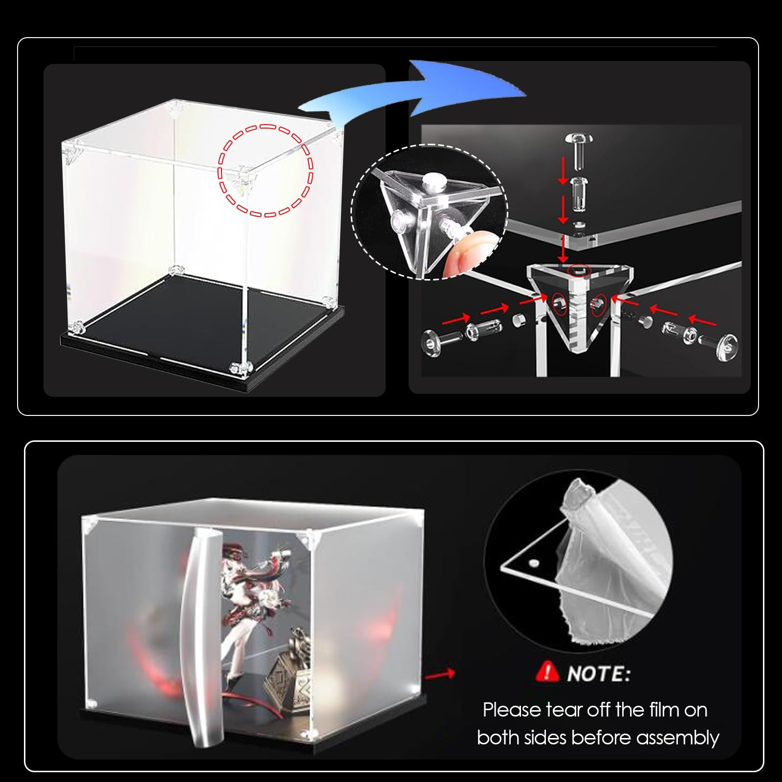 Clear Acrylic Display Case - Large Transparent Acrylic Box for Collectible Toys, Transparent Storage Organizer with Cube Design, Plastic Showcase Box - Perfect for Toy Collections, Home Decor & Retail Displays