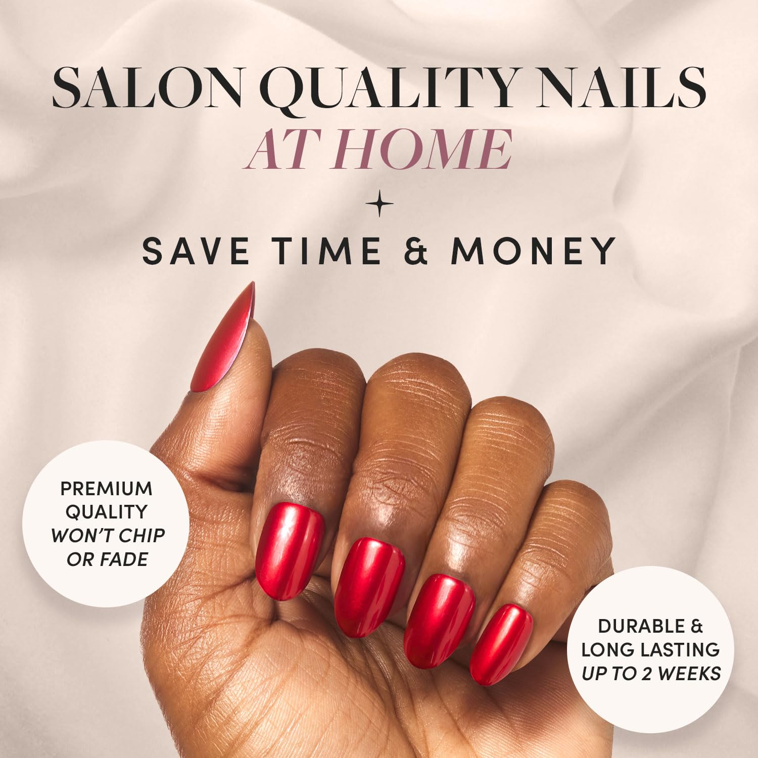 Glamnetic Press On Nails - Cherry Glaze | Short Round Bright Cherry Red Fake Nails with Glossy Finish | 15 Sizes & 30 Pieces Kit with Nail Glue | Perfect for Parties, Weddings, and Everyday Wear