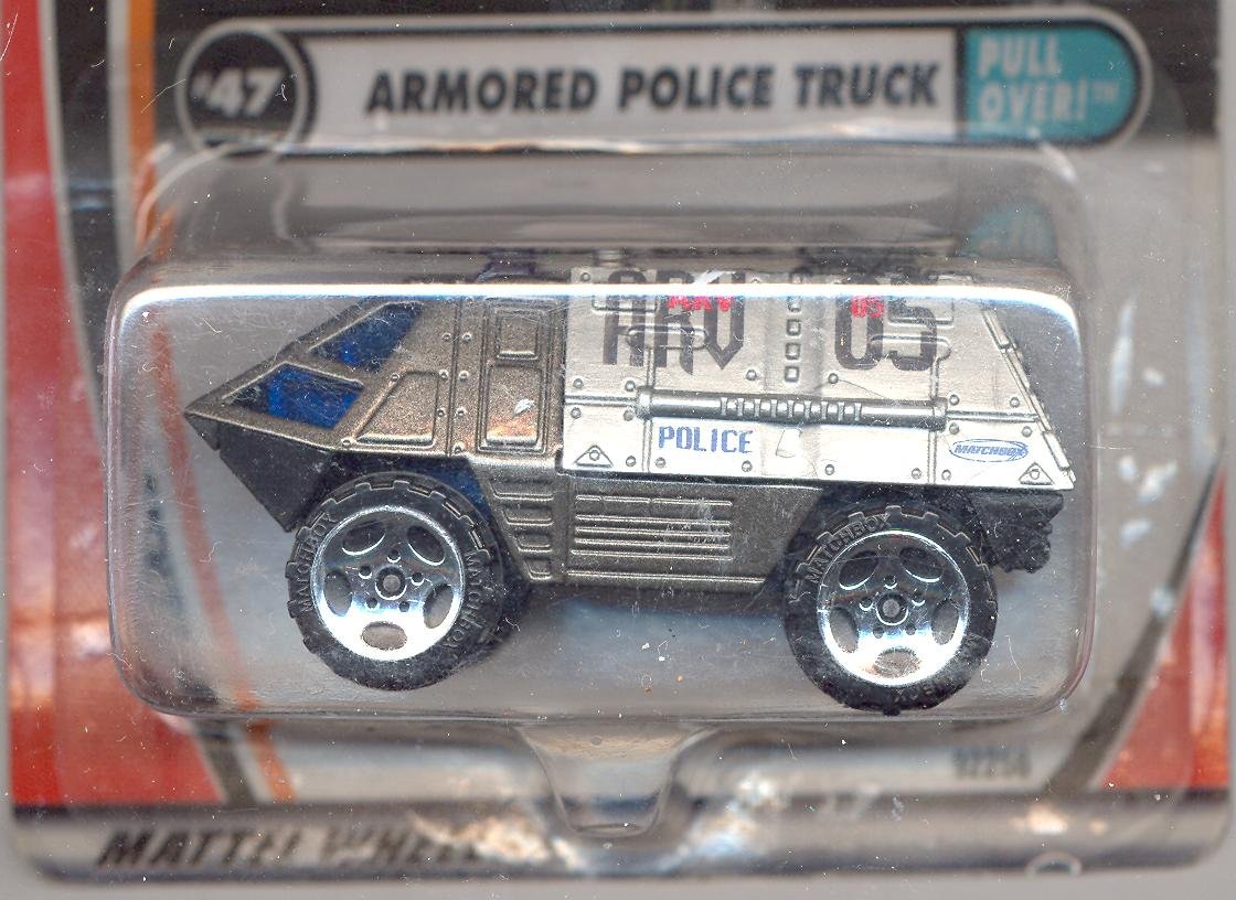 Matchbox 1999-47/75 Pull Over Gray Armored Police Truck 1:64 Scale Diecast Model Car - Perfect for Collectors, Kids Play, and Police Toy Scenes