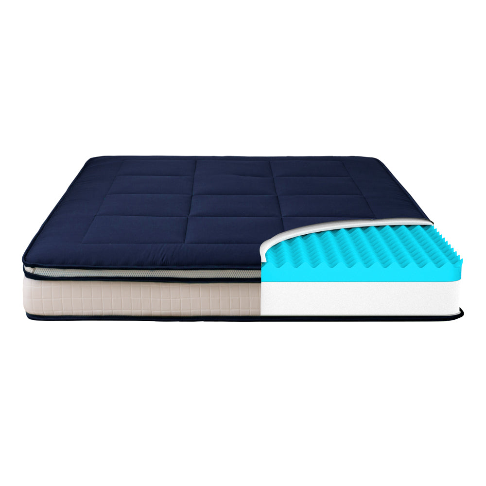 MAXYOYO Japanese Floor Futon Mattress - Thick Padded & Portable Navy Blue Floor Bed for Guest Room, Dorm, Camping & Travel