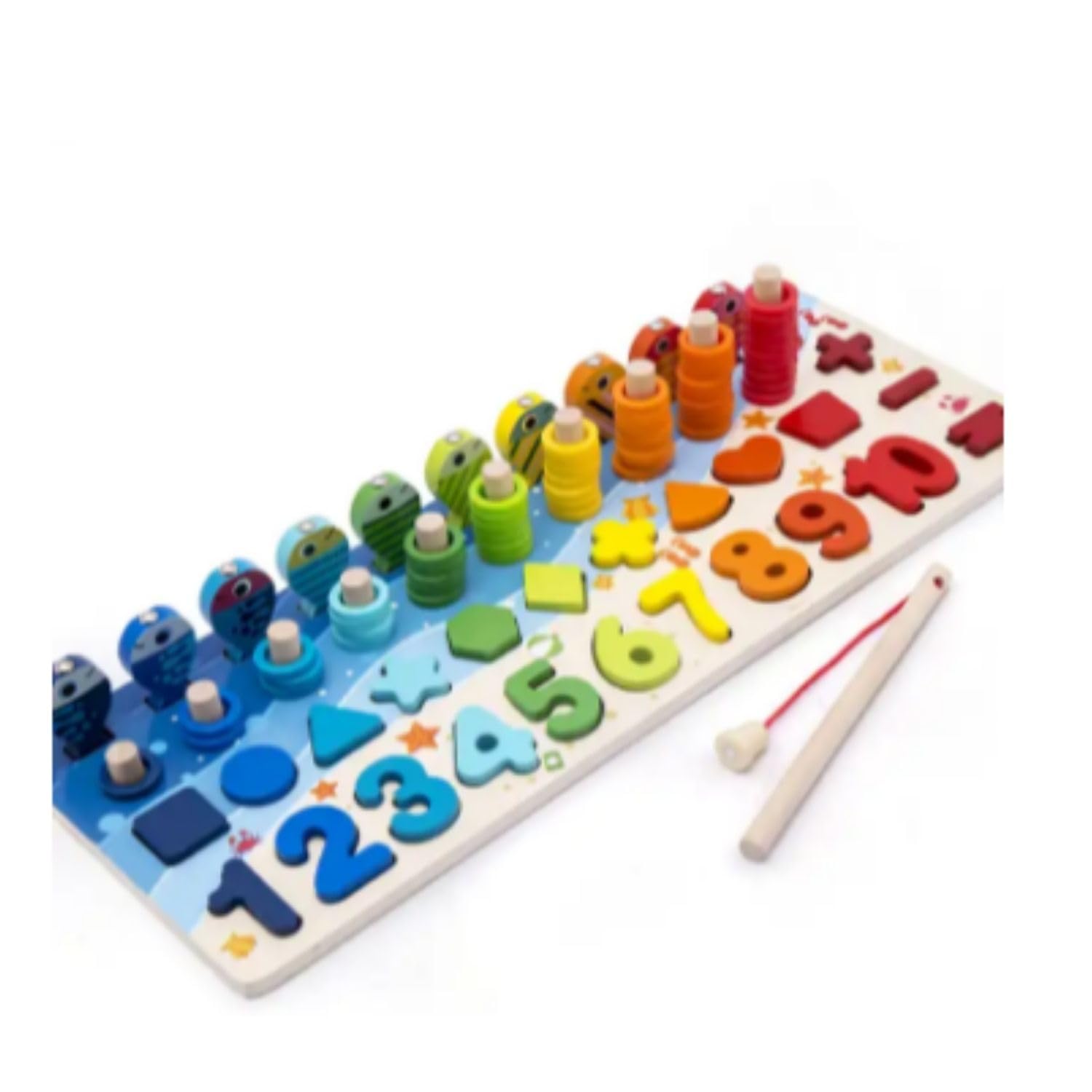 Montessori Wooden Number Puzzle for Toddlers - Shape Sorting & Counting Learning Toys | Preschool Math Games, Magnetic Fishing Activity | Educational Toys for Kids Ages 2-4 | Perfect for Classroom, Homeschool & Early Childhood Development