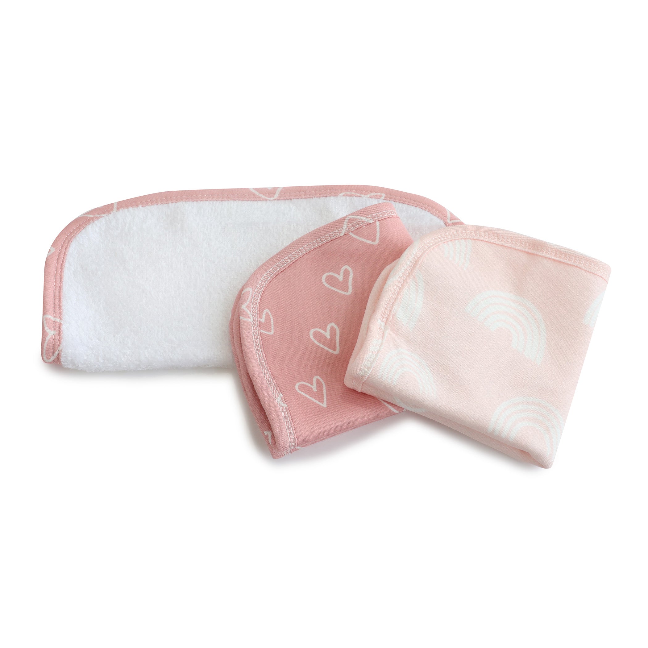 Nordic 3-Pack Wash Cloths Set - Dusty Berry & Rose Colors | Soft Bath Towels for Face & Body | Perfect for Spa, Bathroom & Baby Care