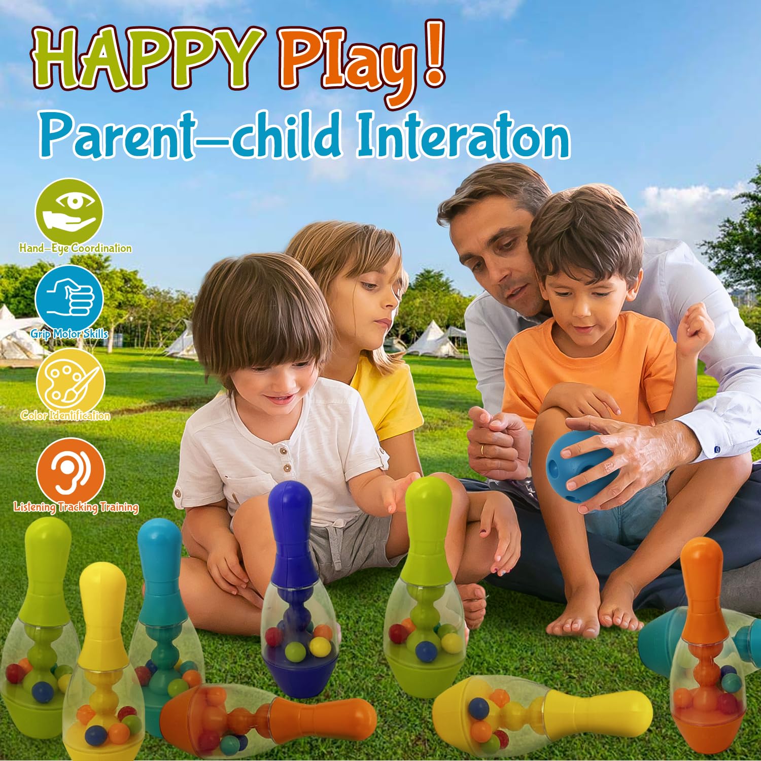 Kids Bowling Set for Toddlers 1-3 Years - Outdoor Sports Toys for Boys & Girls - First Birthday Gift for Baby - Perfect for Backyard Games, Lawn Play & Birthday Parties