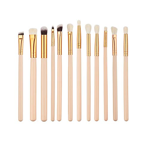 HUDA GIRL BEAUTY Professional 12-Piece Makeup Brush Set - Eyeshadow Brushes Kit with Pouch (Champagne) | Perfect for Makeup Artists & Beginners | Ideal for Travel, Home & Professional Use