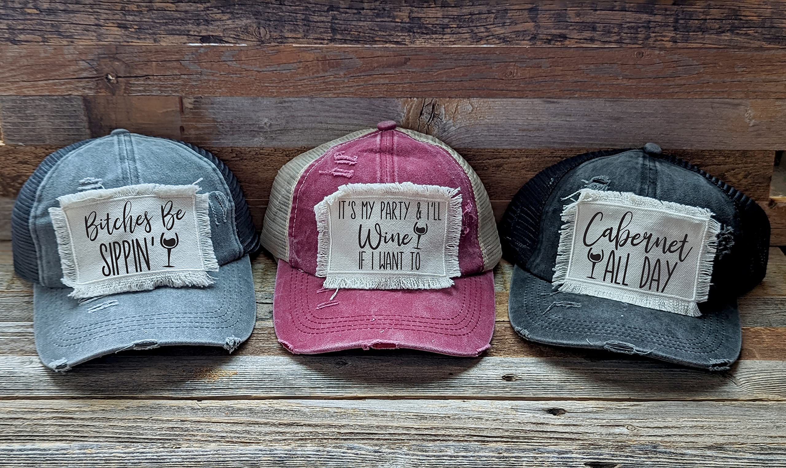 Funny Wine Hats for Women - Wine Tasting Bachelorette Party Accessories, Bride on Cloud Wine & Sip Happens Novelty Hat (Navy) - Perfect for Bachelorette Parties, Wine Tours & Girls' Night Out