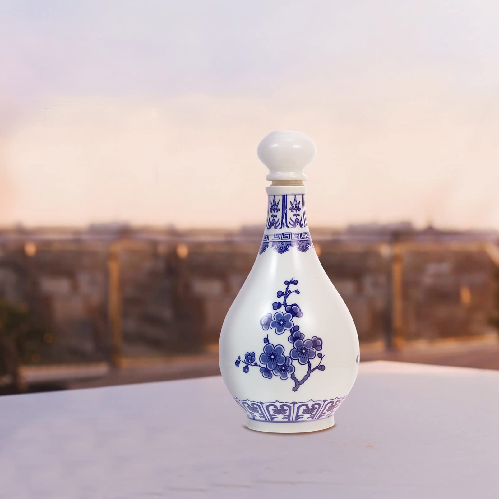 Premium Ceramic Sake Carafe - Hot & Cold Serving Bottle for Japanese Plum Wine, Beer, Juice & Milk | Elegant Plum Blossom Design | Perfect for Home Entertaining, Sake Tasting & Brewing